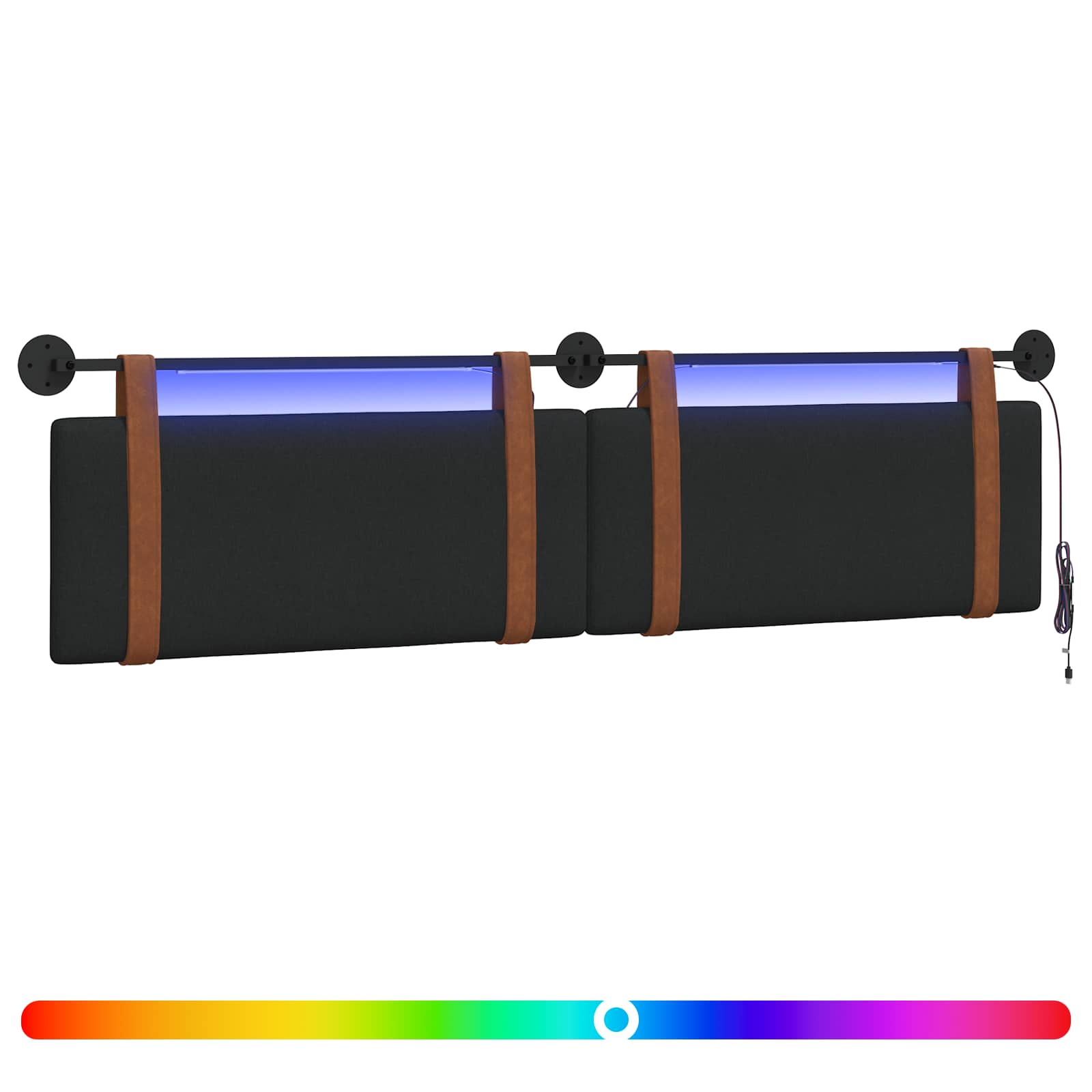 Tête de lit suspendue Avec lumière LED Noir PU antique - XIOS
