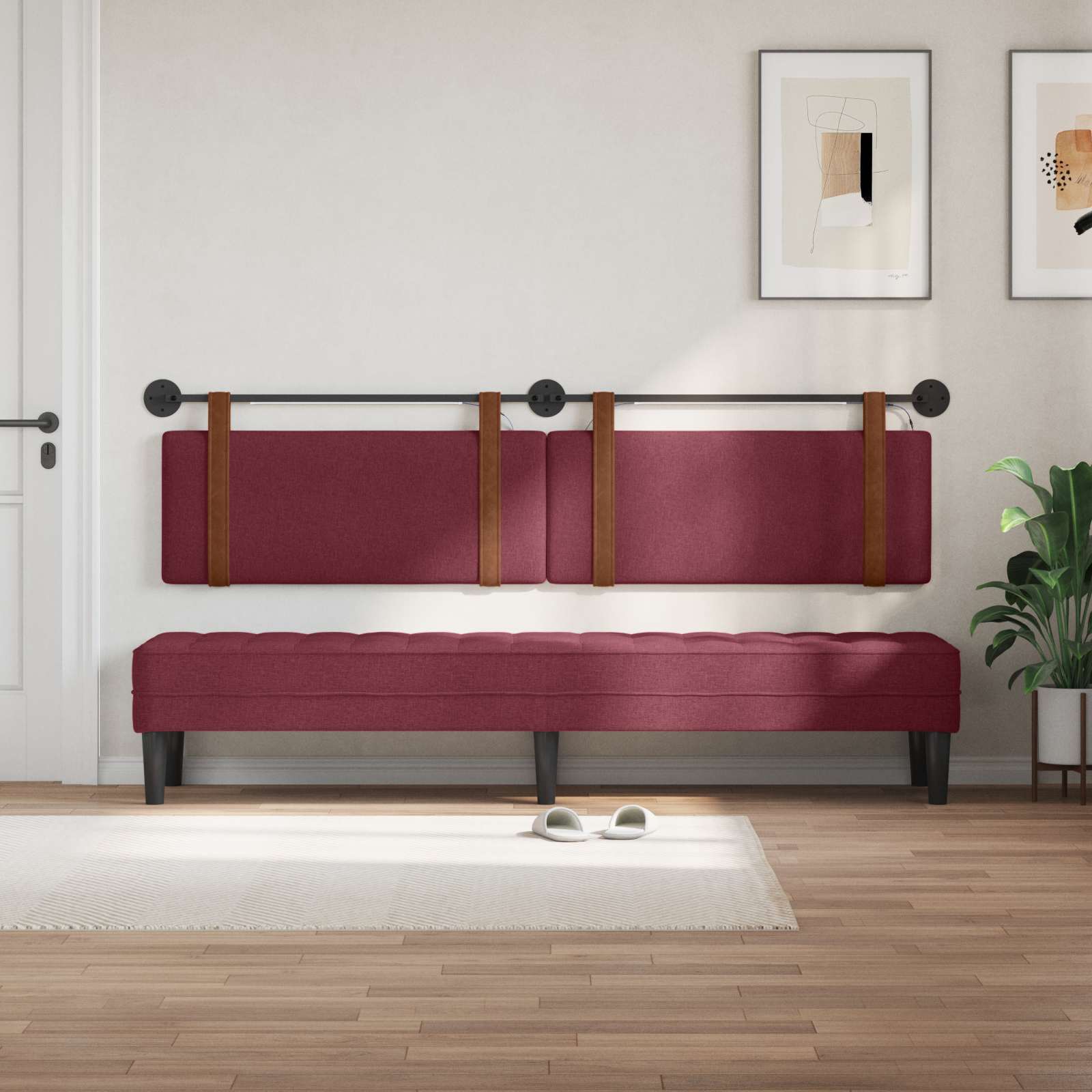 Tête de lit suspendue Avec lumière LED Bordeaux PU antique - XIOS