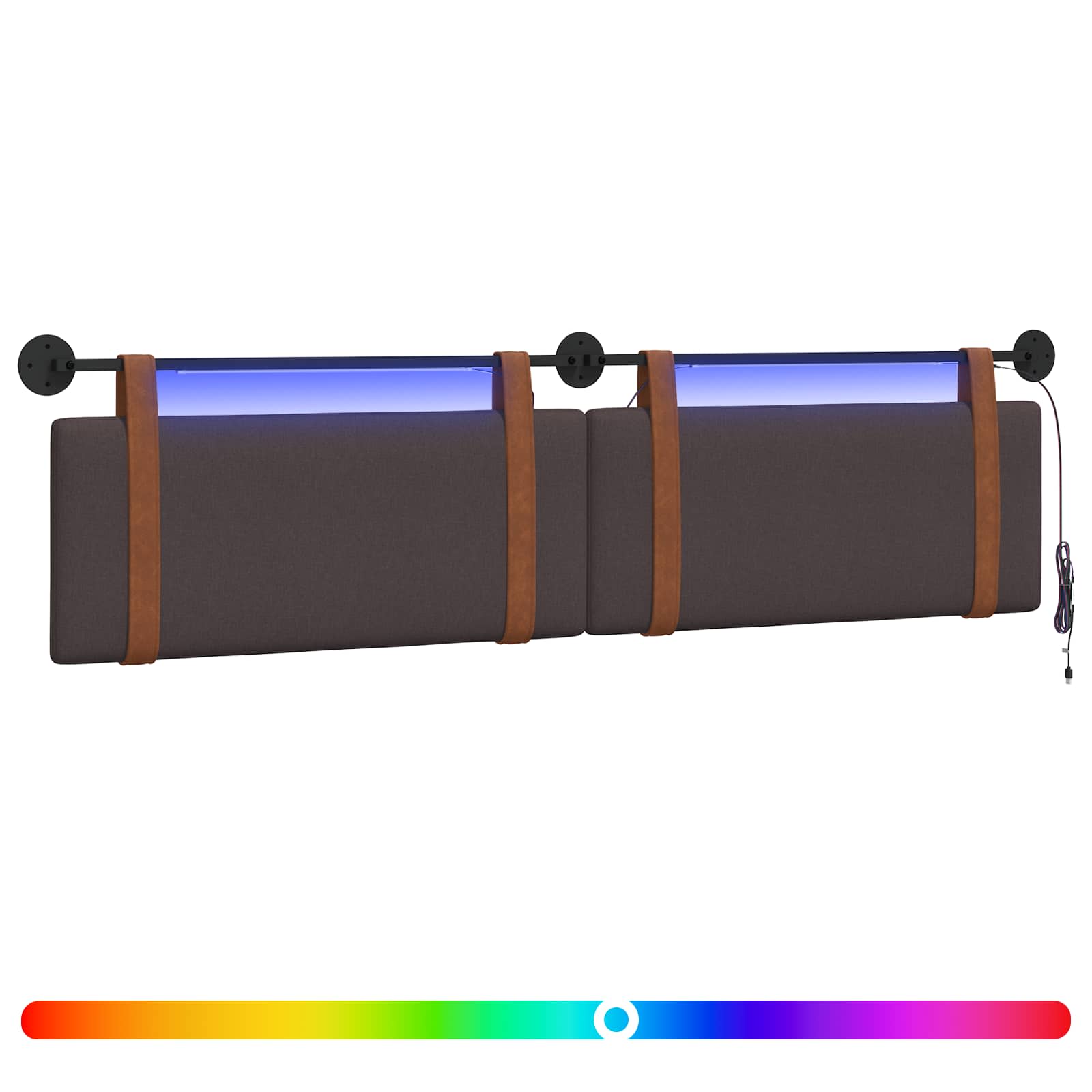 Tête de lit suspendue Avec lumière LED Marron foncé PU antique - XIOS