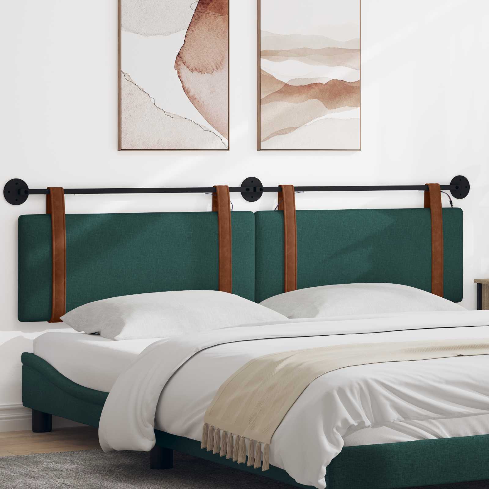 Tête de lit suspendue Avec lumière LED Vert foncé PU antique - XIOS