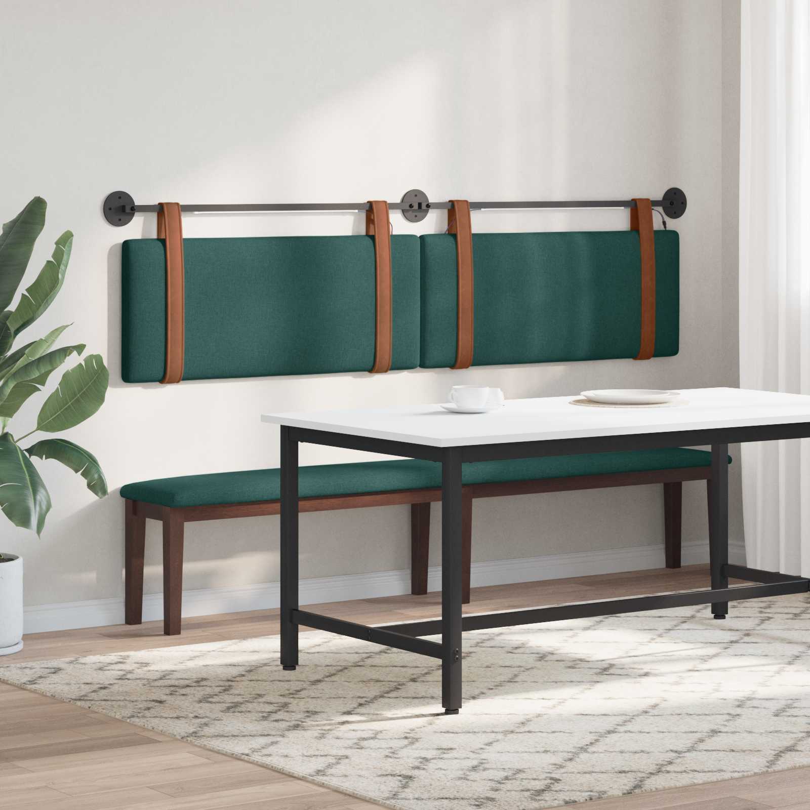 Tête de lit suspendue Avec lumière LED Vert foncé PU antique - XIOS