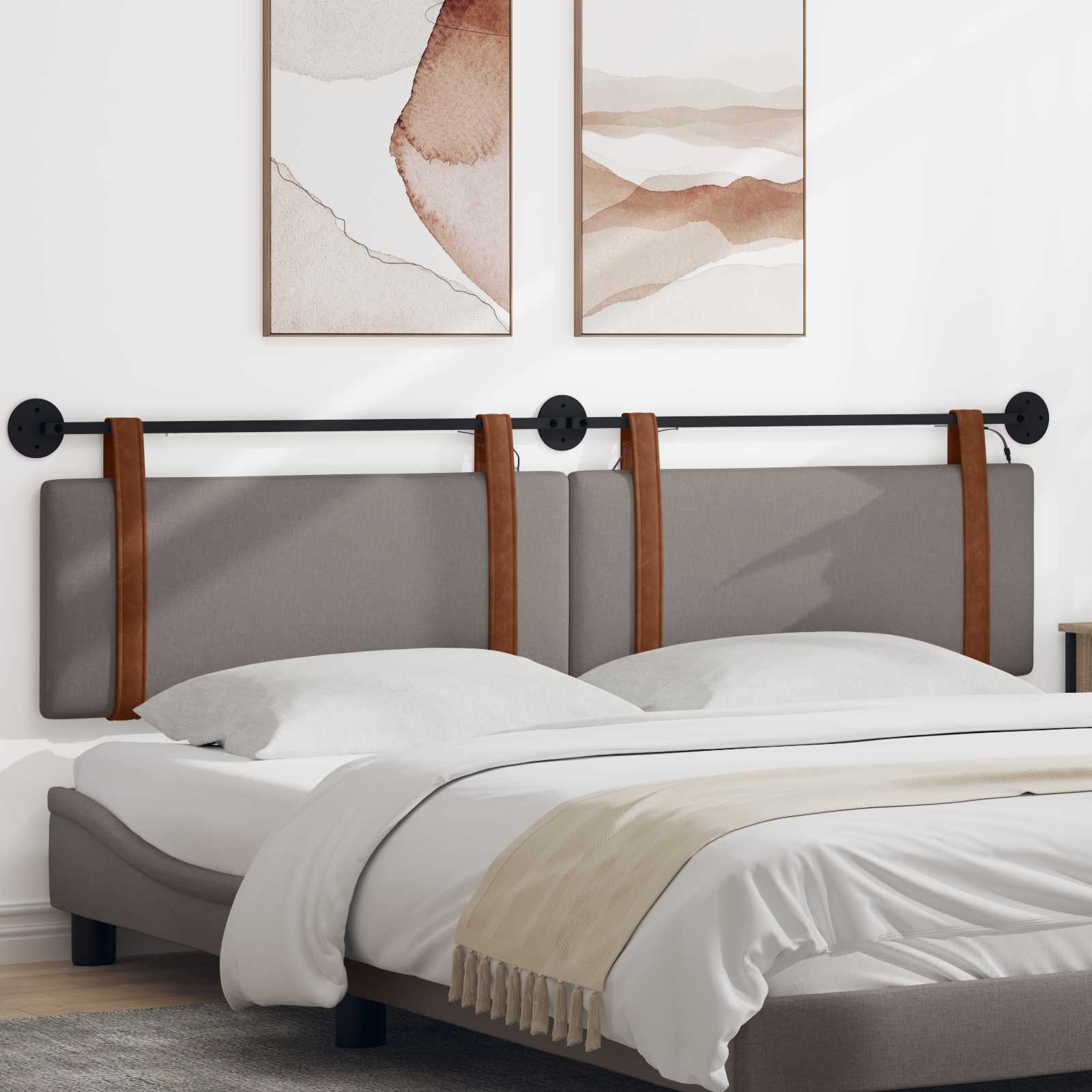 Tête de lit suspendue Avec lumière LED Taupe PU antique - XIOS