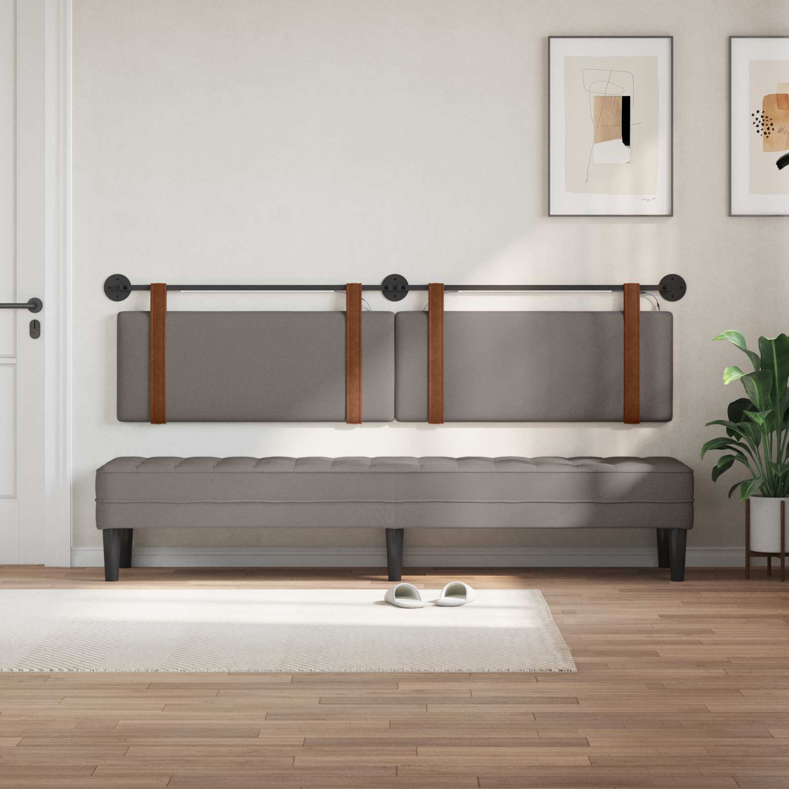 Tête de lit suspendue Avec lumière LED Taupe PU antique - XIOS