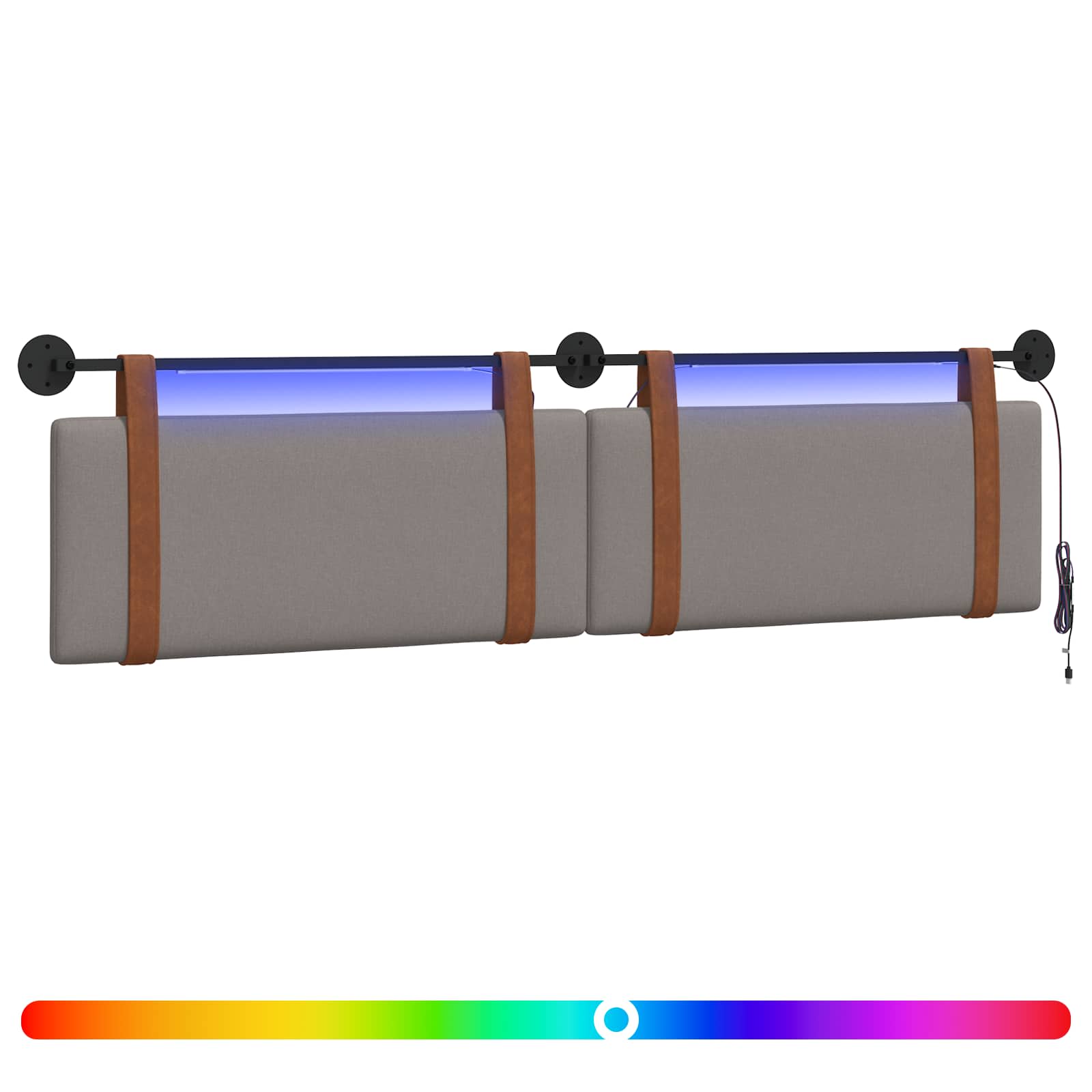 Tête de lit suspendue Avec lumière LED Taupe PU antique - XIOS