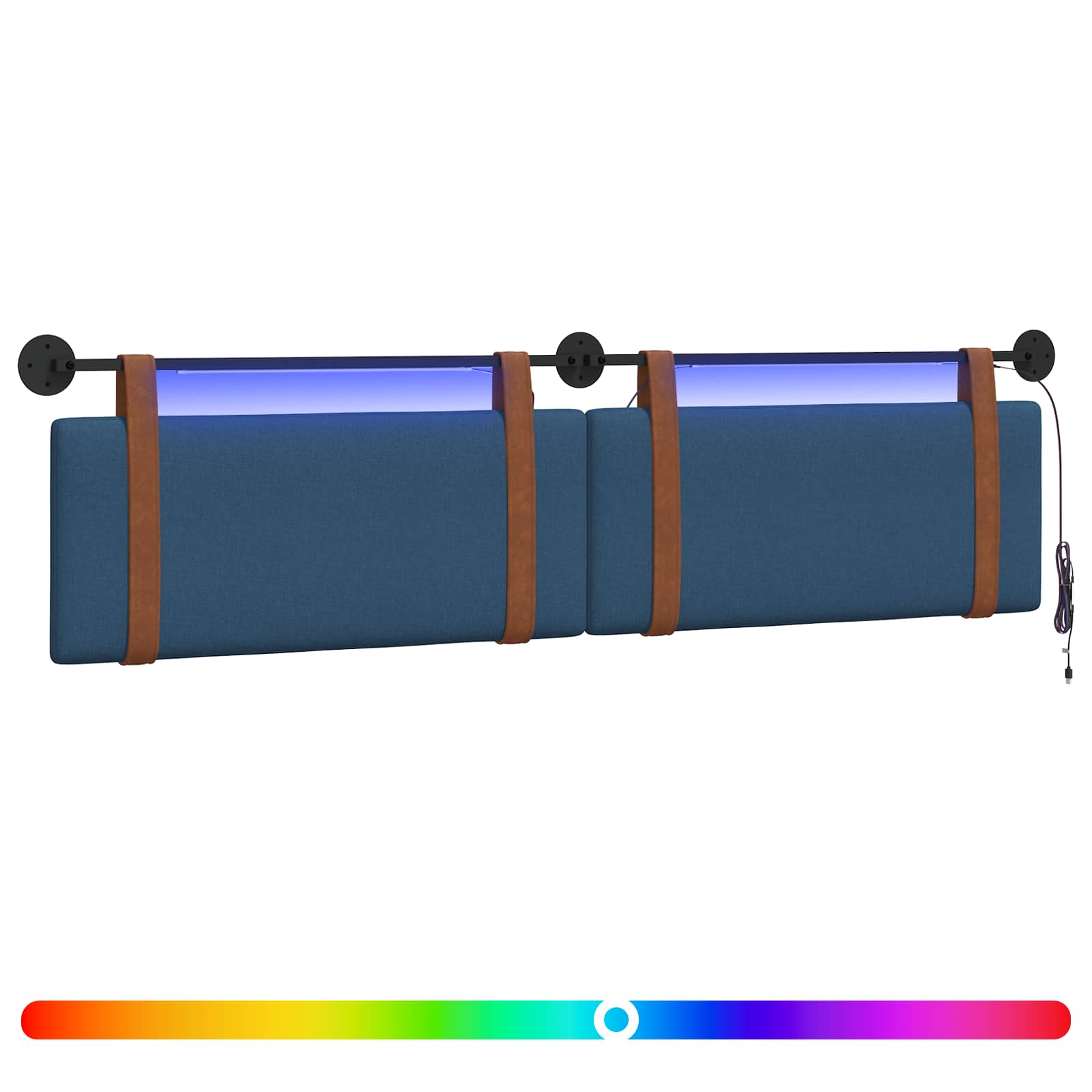 Tête de lit suspendue Avec lumière LED Bleu PU antique - XIOS
