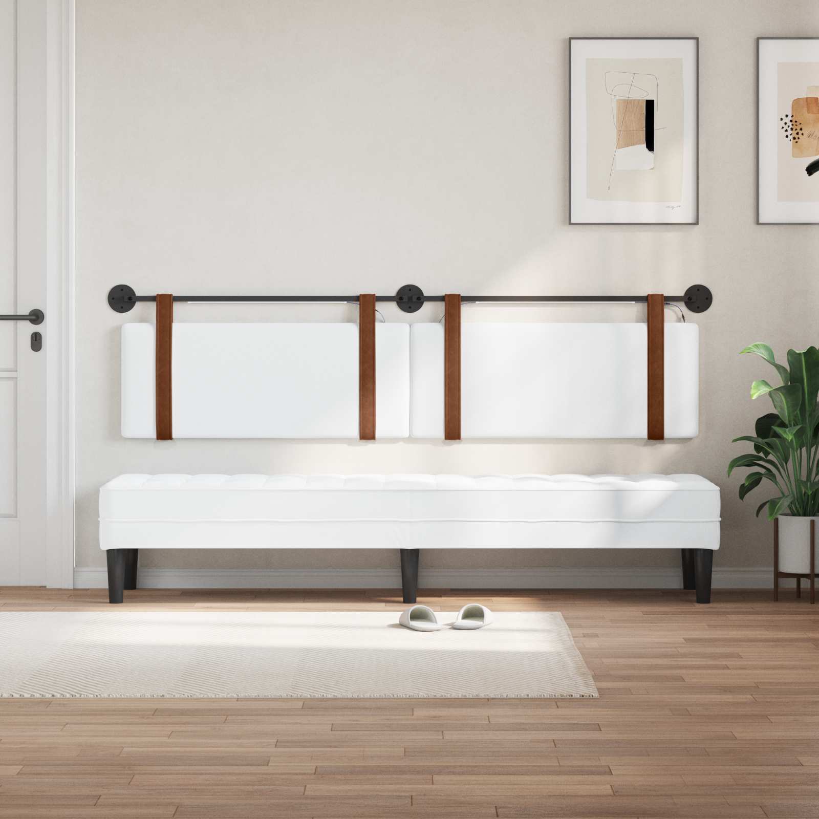 Tête de lit suspendue Avec lumière LED Blanc PU antique - XIOS