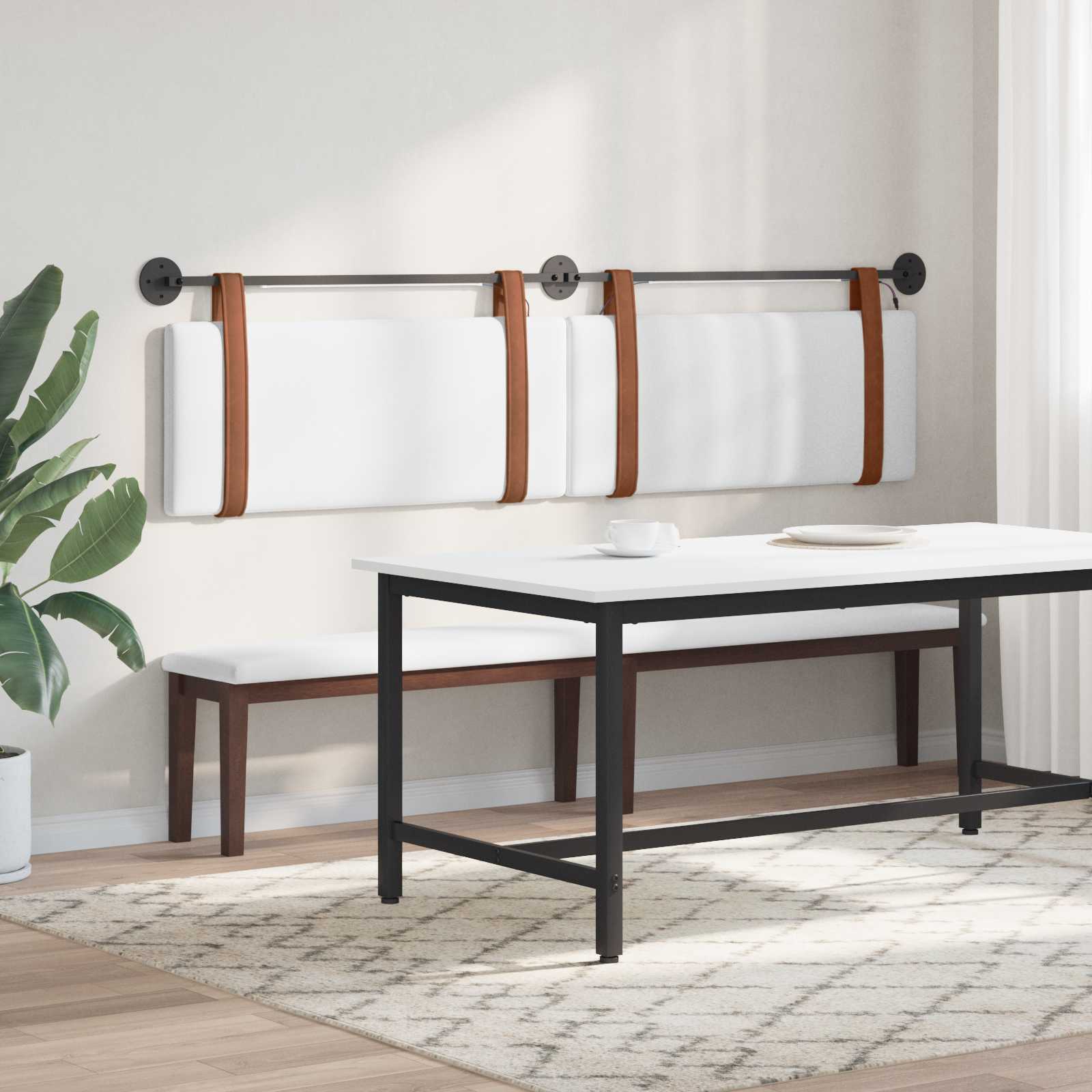 Tête de lit suspendue Avec lumière LED Blanc PU antique - XIOS