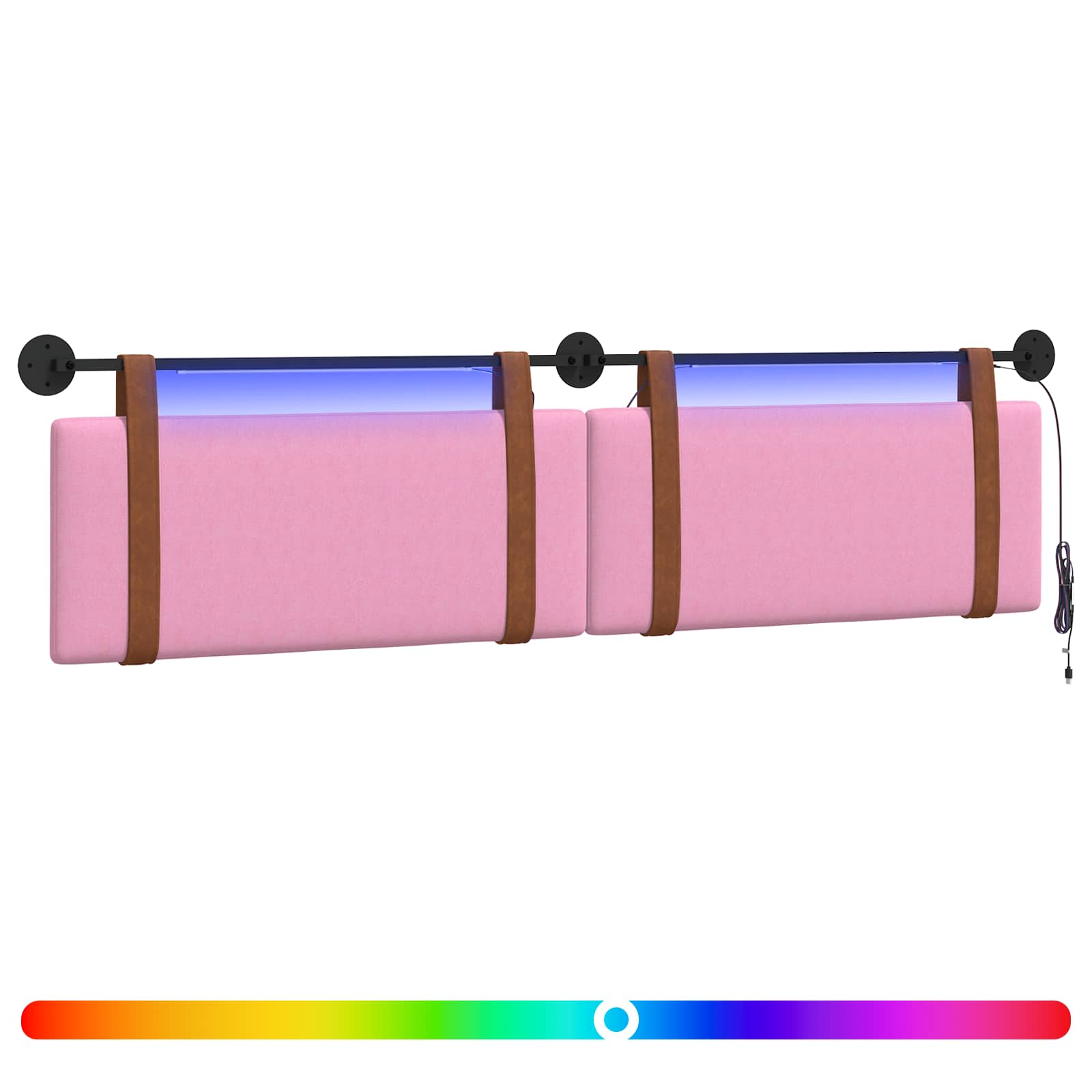 Tête de lit suspendue Avec lumière LED Rose PU antique - XIOS