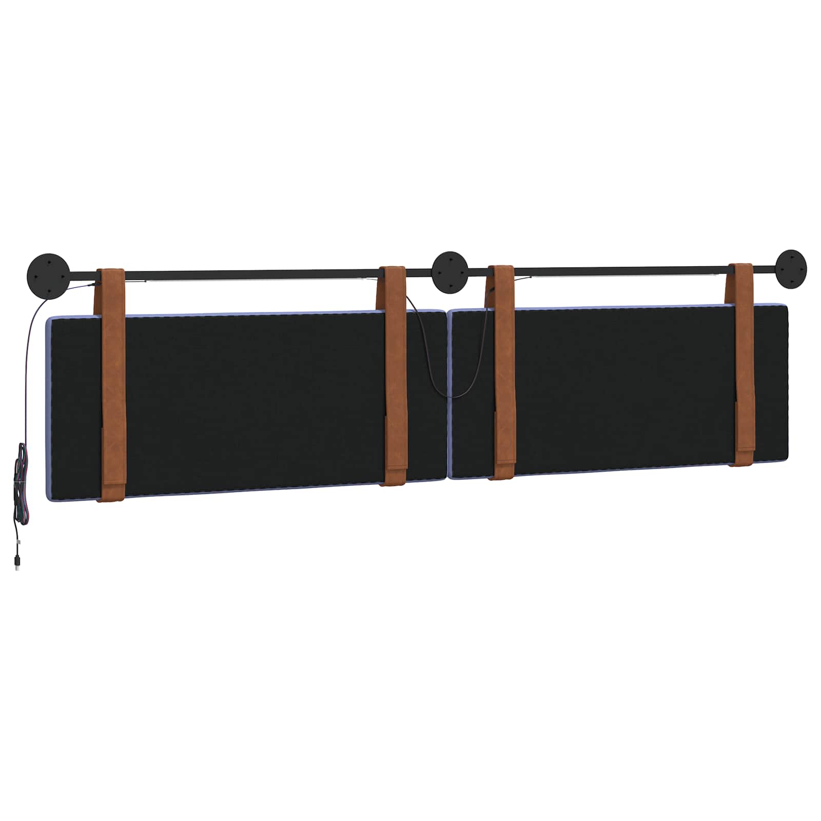 Tête de lit suspendue Avec lumière LED Bleu denim PU antique - XIOS
