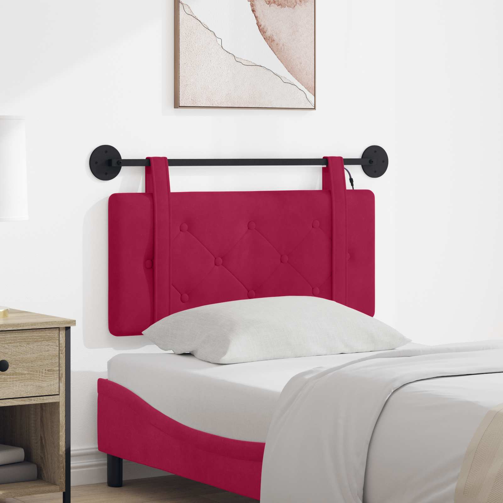 Tête de lit suspendue Avec lumière LED Bordeaux Velours - XIOS