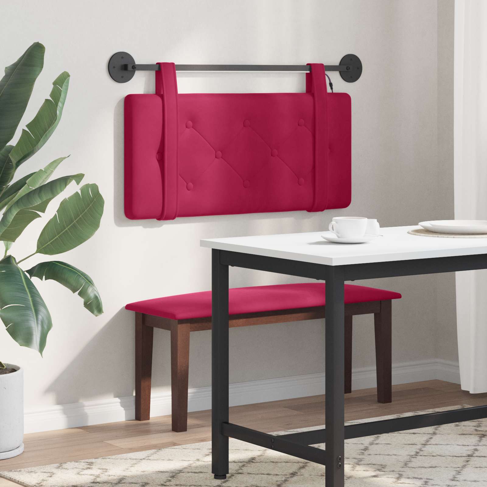 Tête de lit suspendue Avec lumière LED Bordeaux Velours - XIOS
