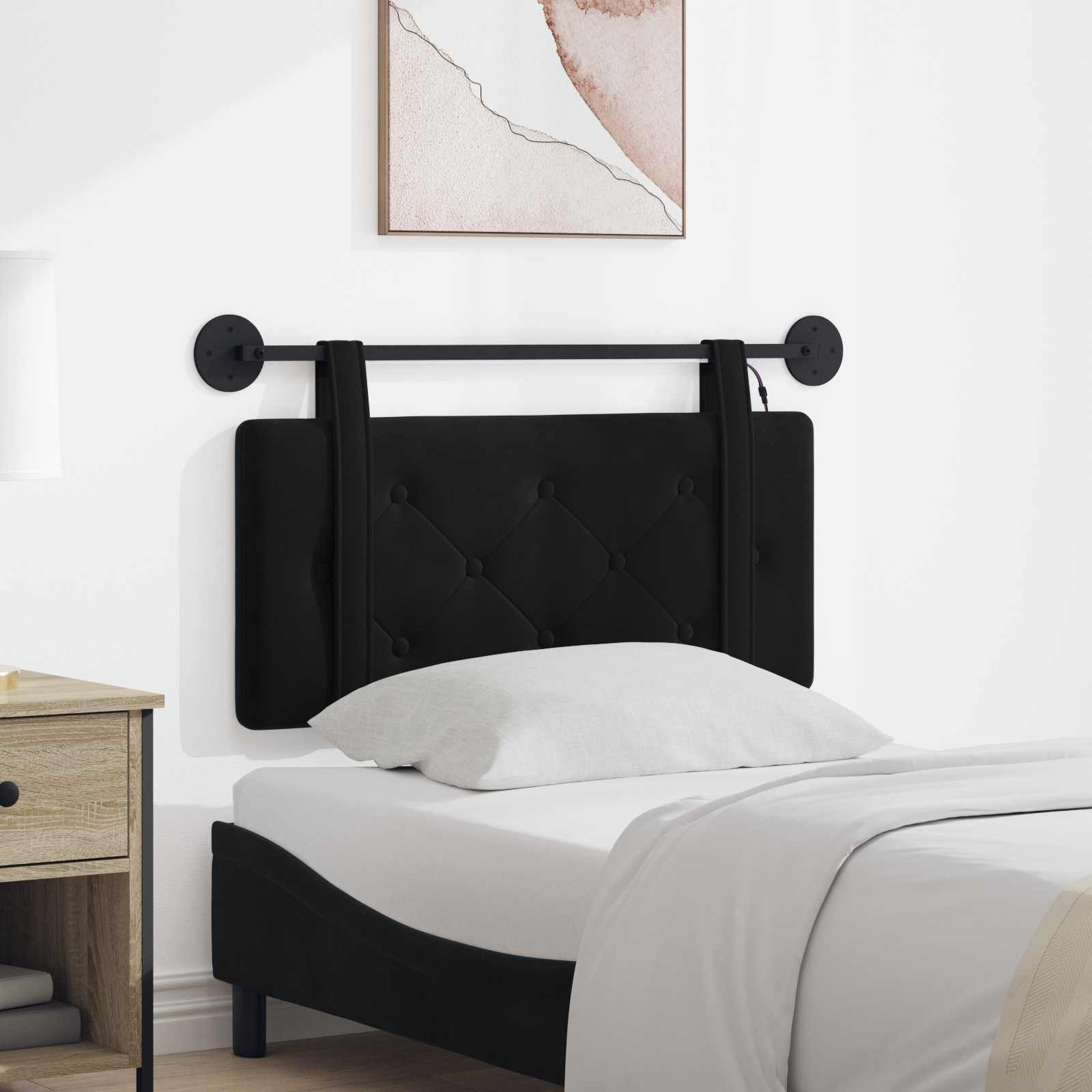 Tête de lit suspendue Avec lumière LED Noir Velours - XIOS