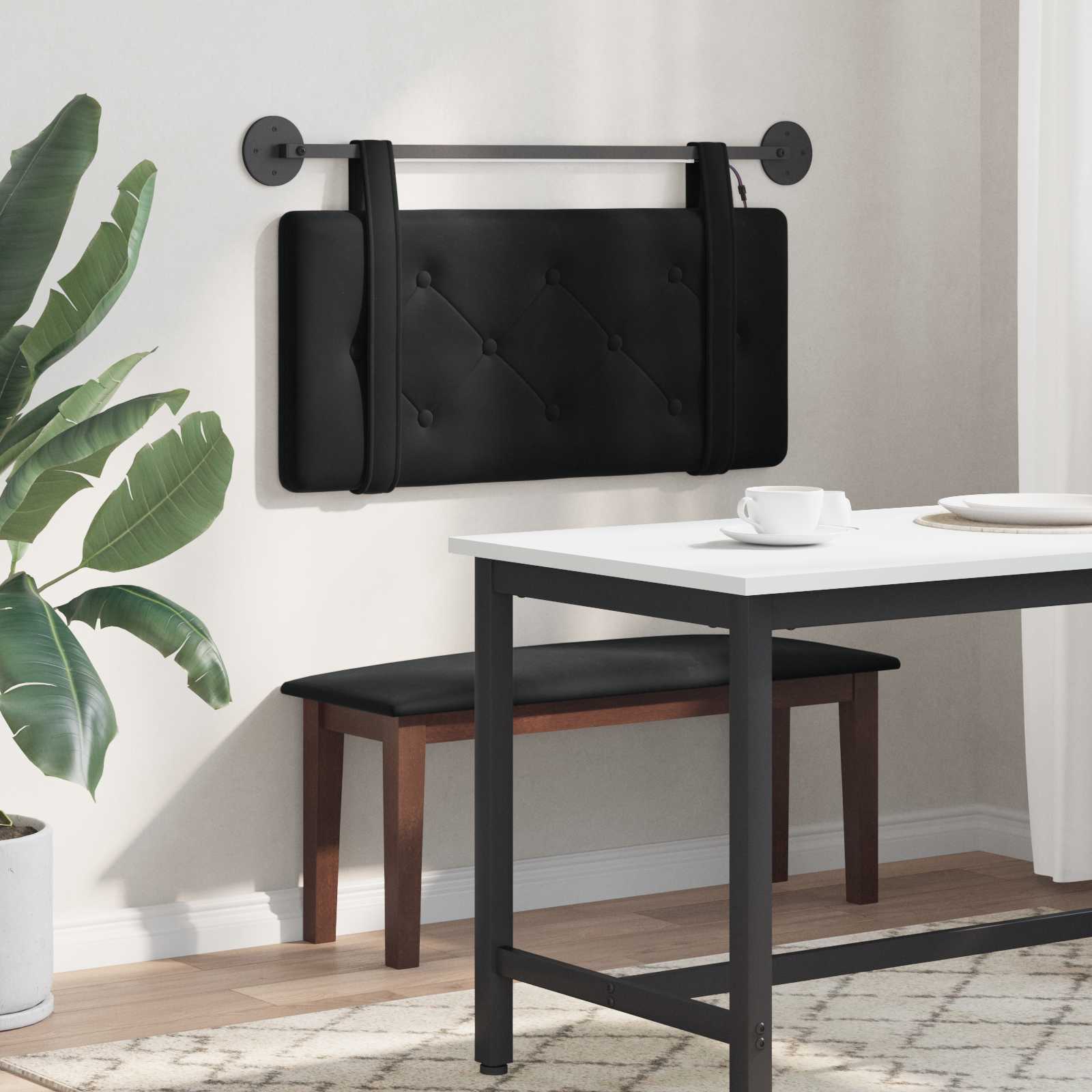 Tête de lit suspendue Avec lumière LED Noir Velours - XIOS