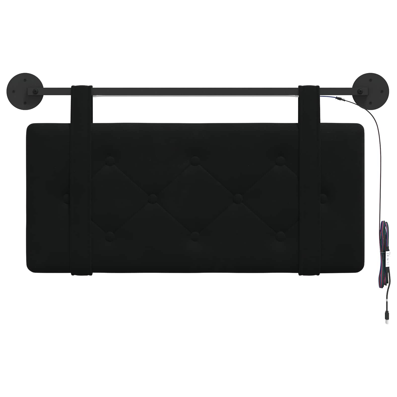Tête de lit suspendue Avec lumière LED Noir Velours - XIOS