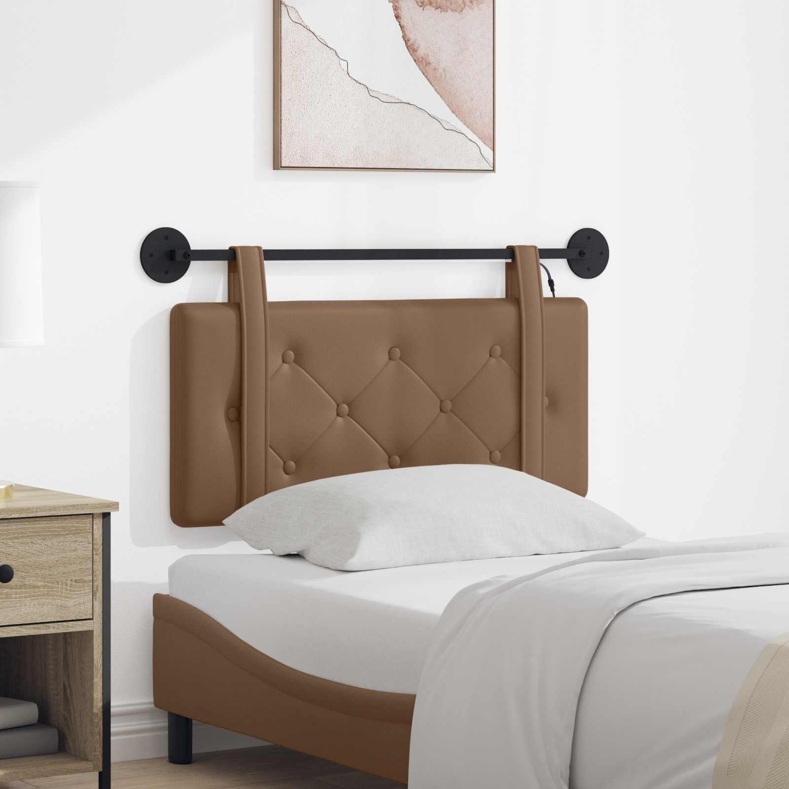 Tête de lit suspendue Avec lumière LED Cappuccino Simili cuir - XIOS