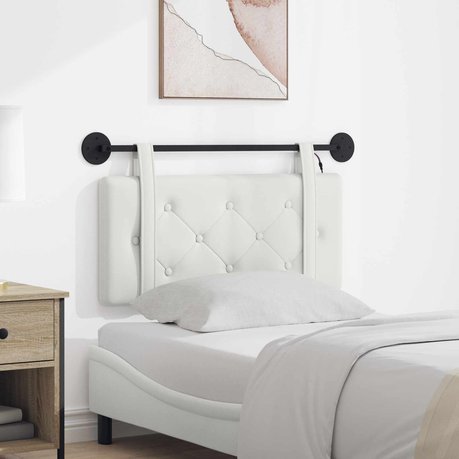 Tête de lit suspendue Avec lumière LED Blanc Simili cuir - XIOS