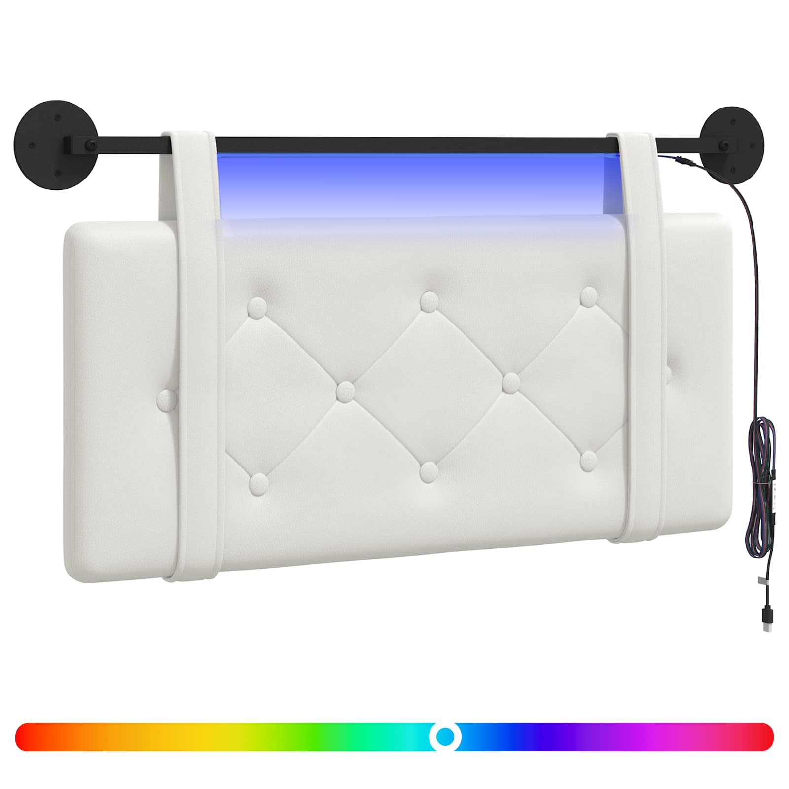 Tête de lit suspendue Avec lumière LED Blanc Simili cuir - XIOS