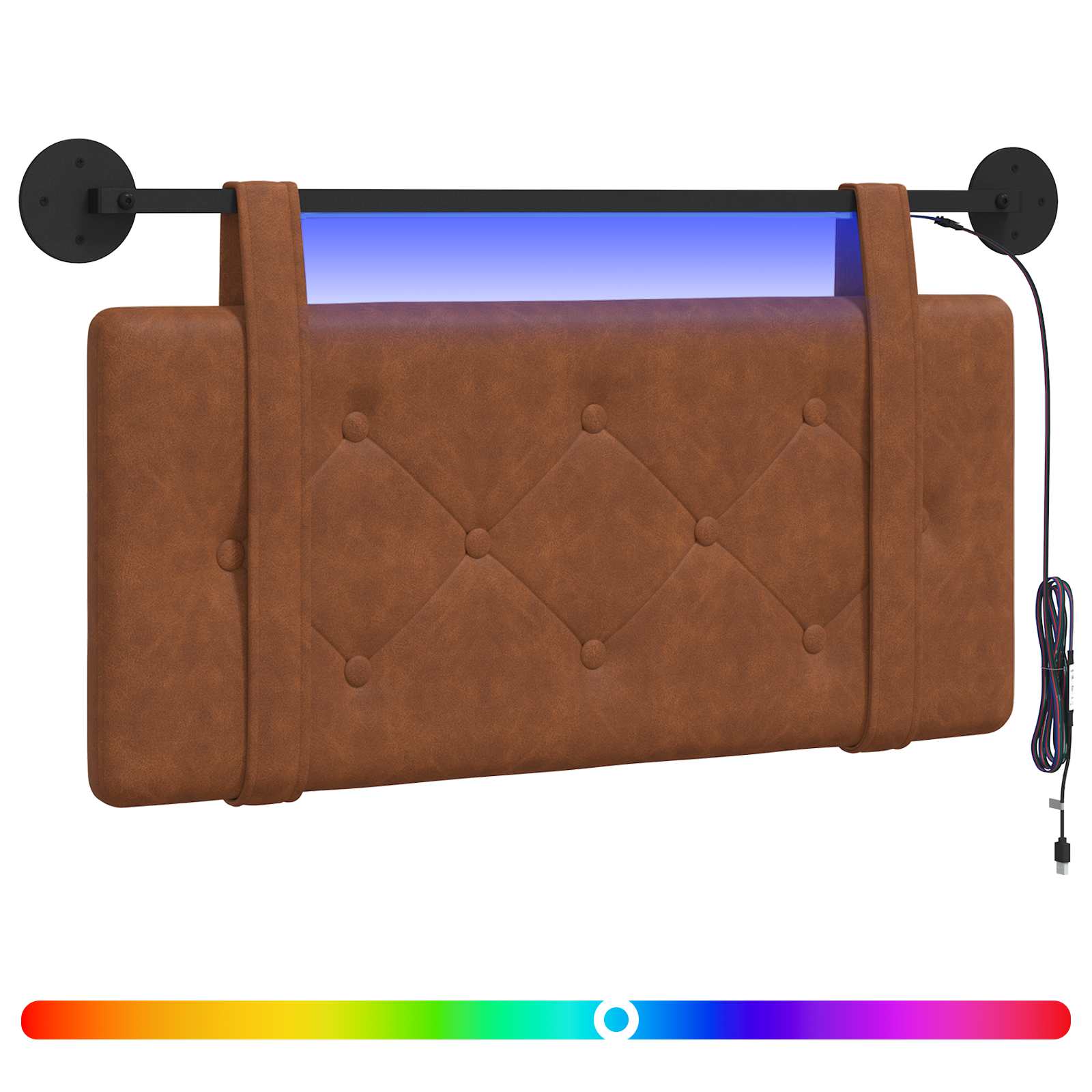 Tête de lit suspendue Avec lumière LED Marron PU antique - XIOS