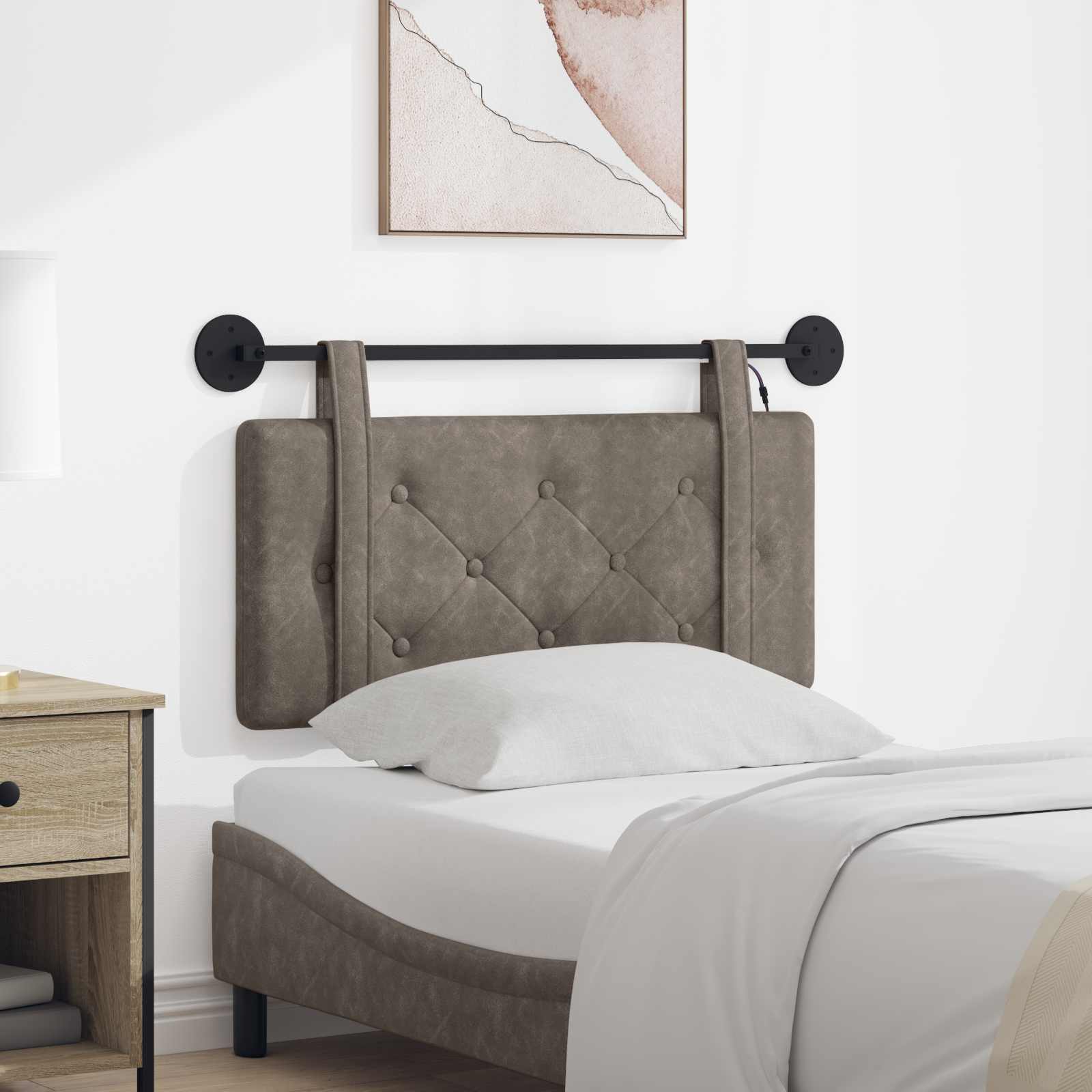 Tête de lit suspendue Avec lumière LED Gris PU antique - XIOS