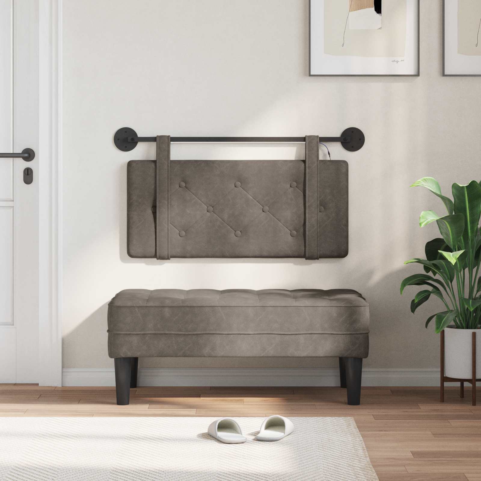 Tête de lit suspendue Avec lumière LED Gris PU antique - XIOS
