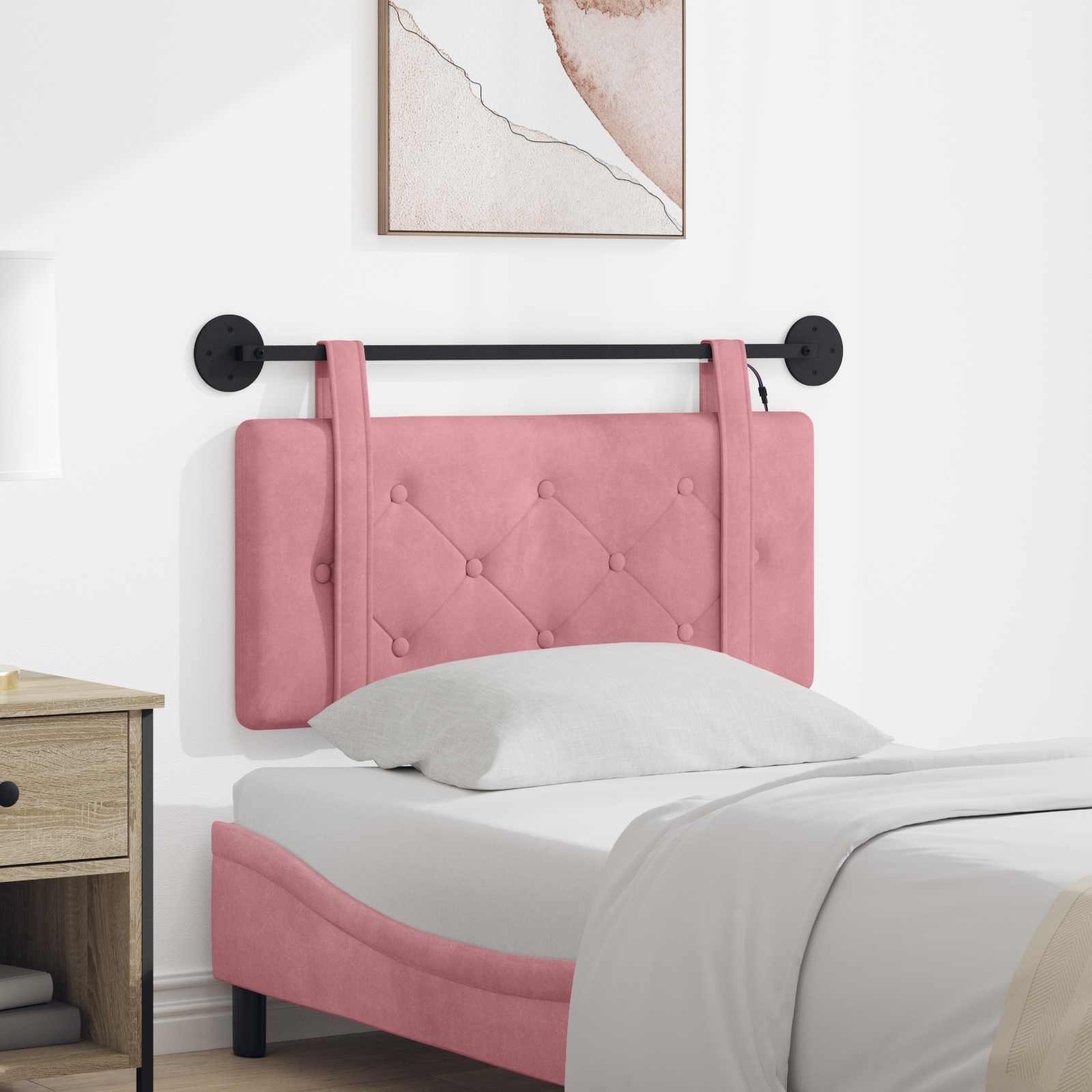 Tête de lit suspendue Avec lumière LED Rose Velours - XIOS