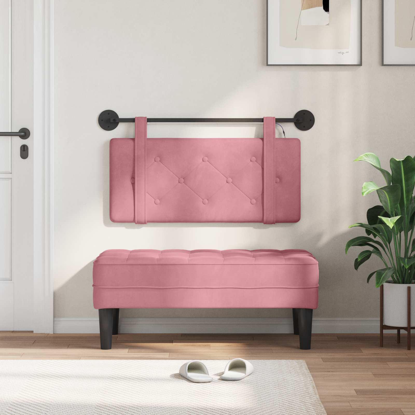 Tête de lit suspendue Avec lumière LED Rose Velours - XIOS