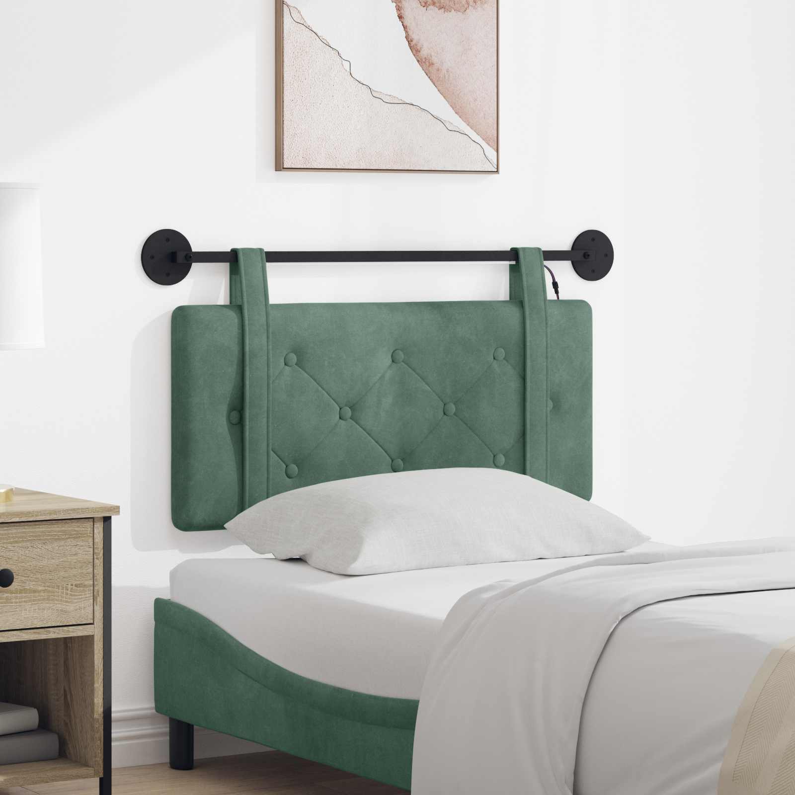 Tête de lit suspendue Avec lumière LED Vert Mer Velours - XIOS