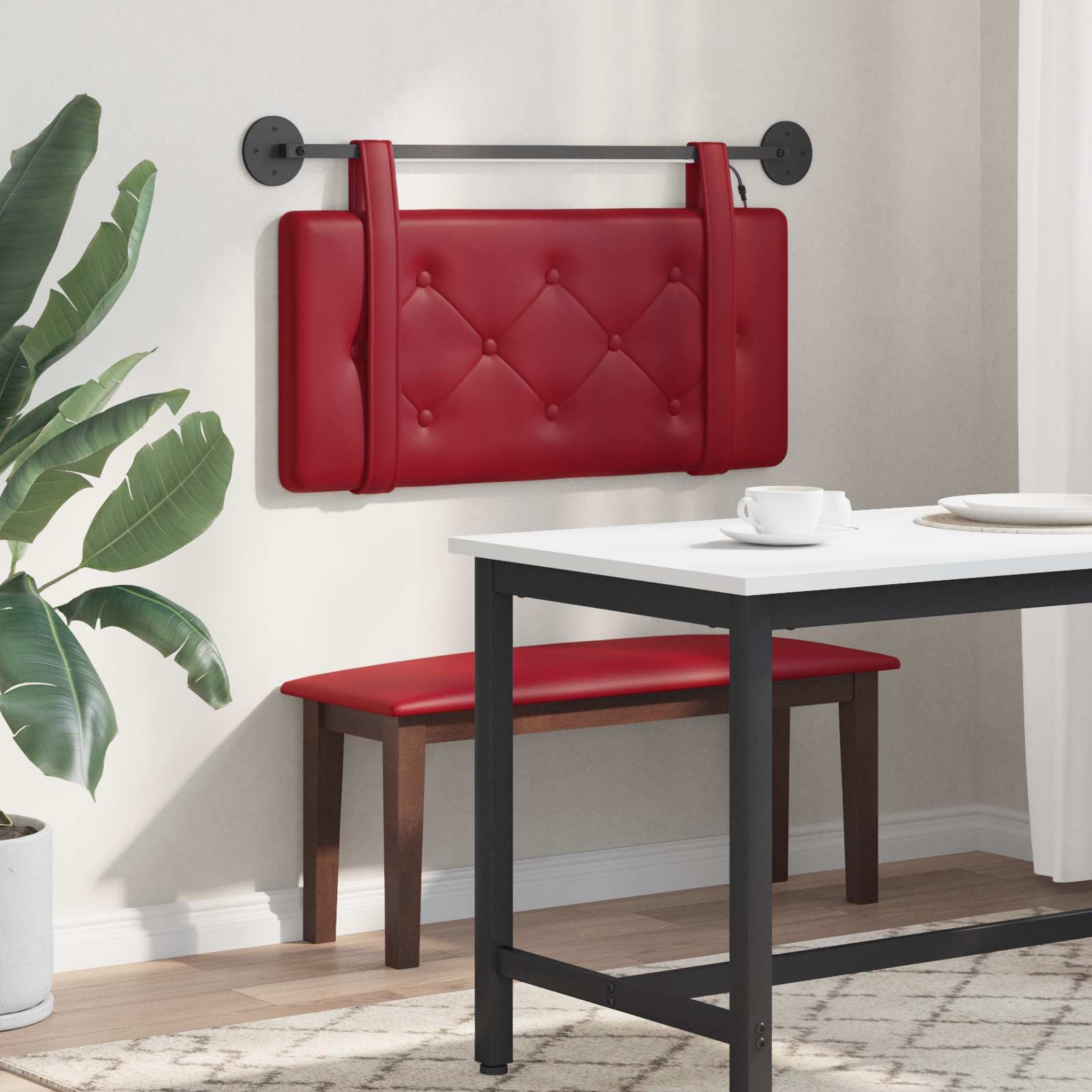 Tête de lit suspendue Avec lumière LED Bordeaux Simili cuir - XIOS
