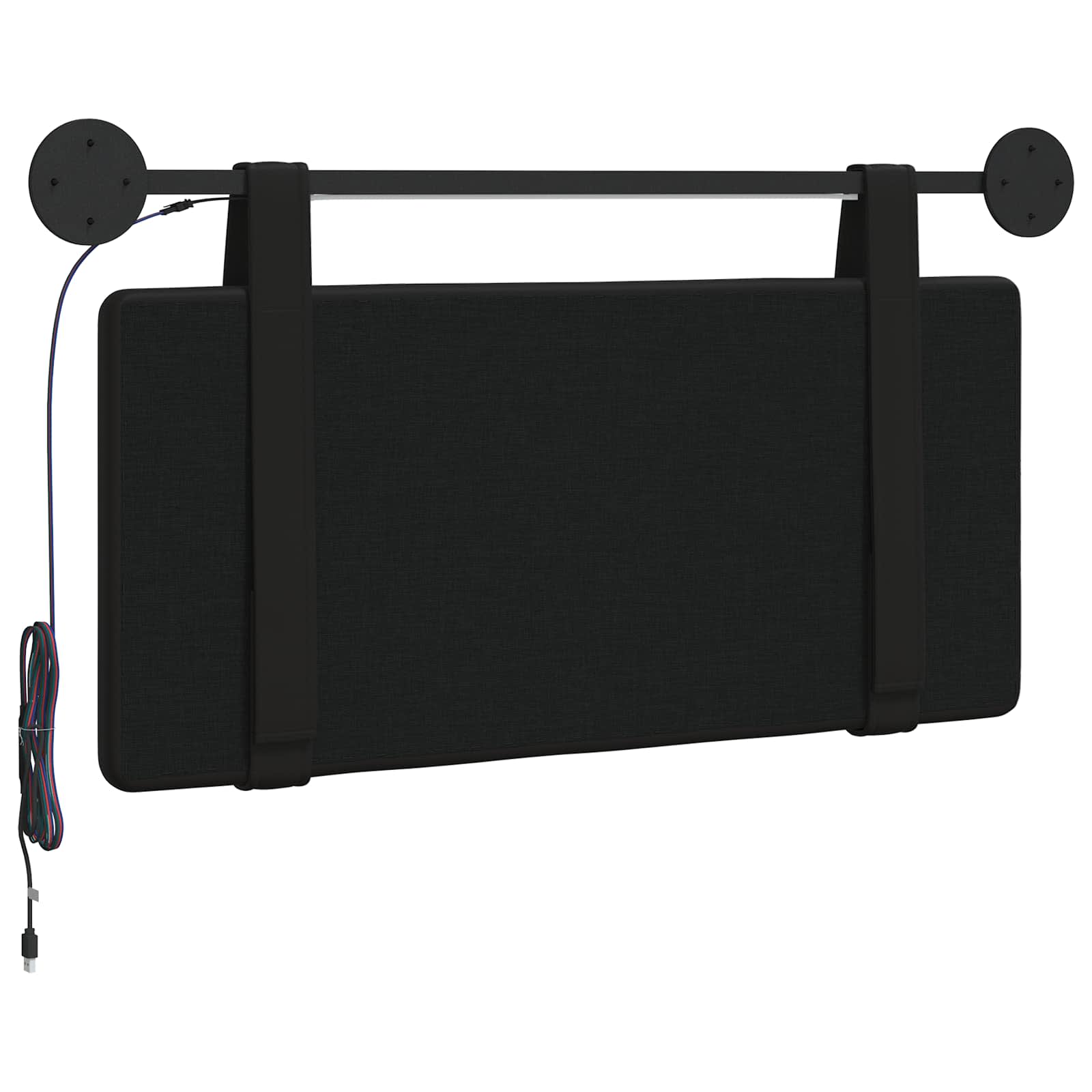 Tête de lit suspendue Avec lumière LED Noir Simili cuir - XIOS