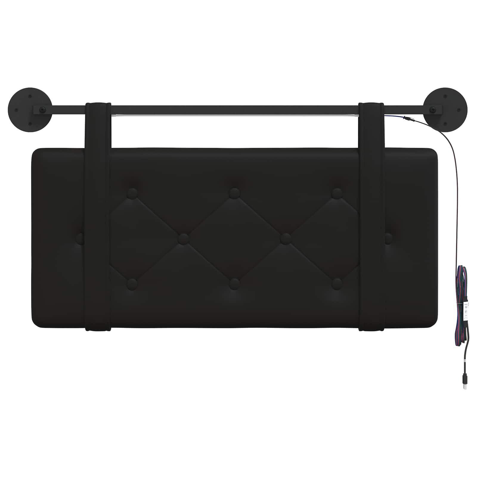 Tête de lit suspendue Avec lumière LED Noir Simili cuir - XIOS