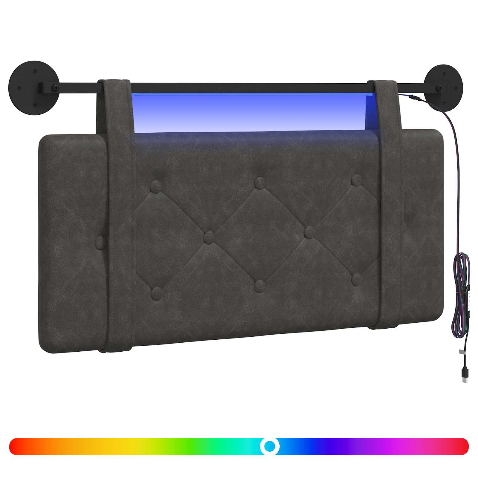 Tête de lit suspendue Avec lumière LED Noir PU antique - XIOS
