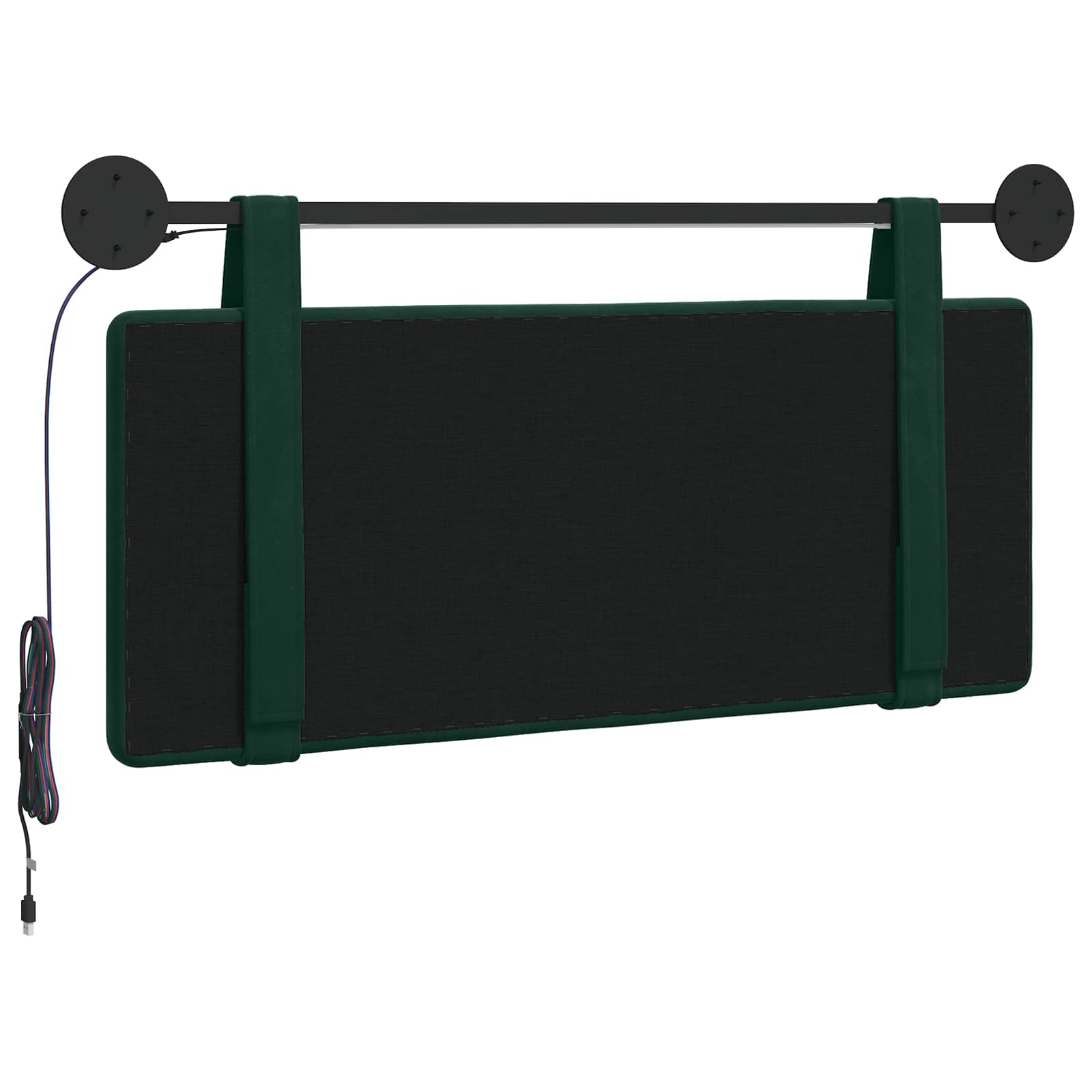 Tête de lit suspendue Avec lumière LED Vert foncé Velours - XIOS