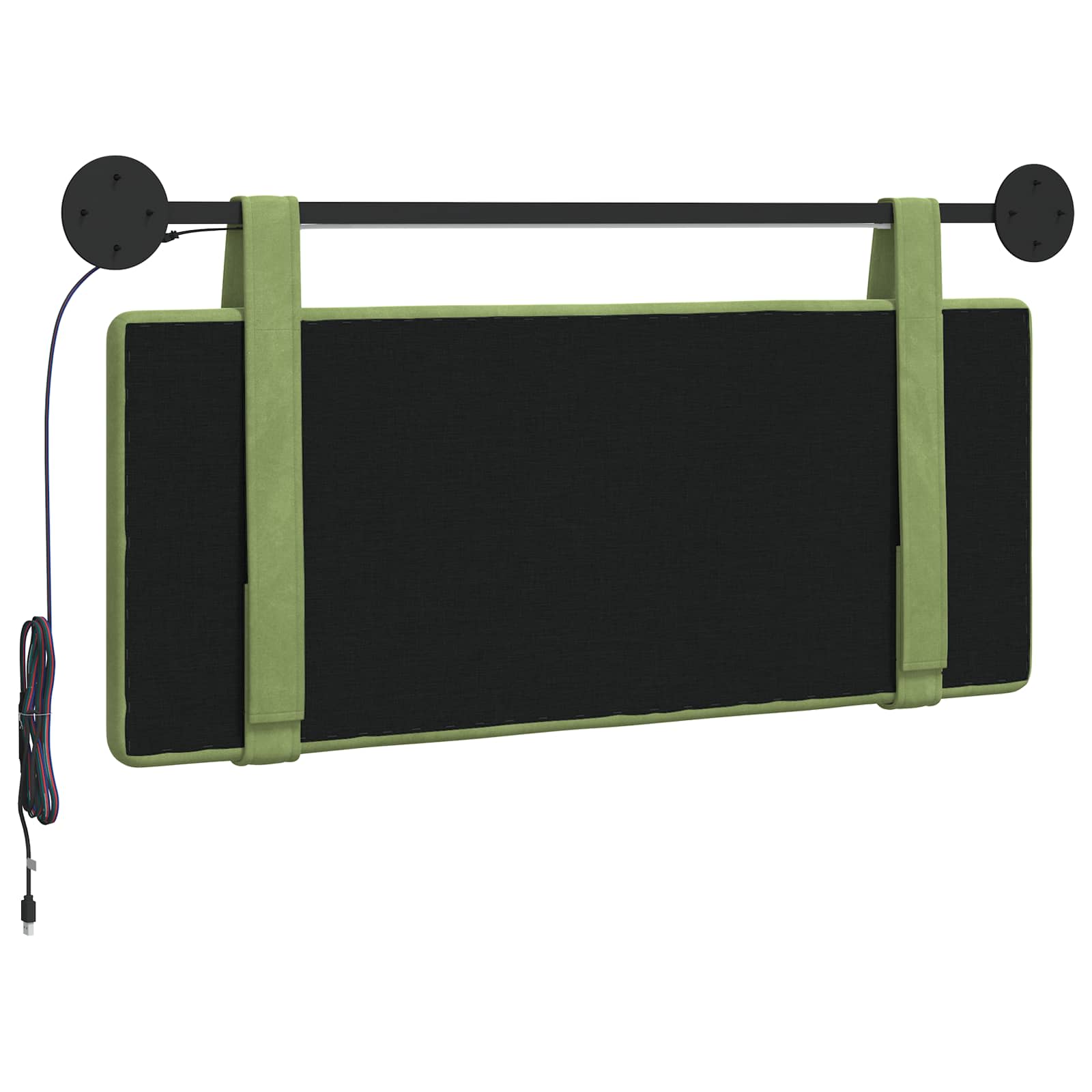 Tête de lit suspendue Avec lumière LED Vert clair Velours - XIOS