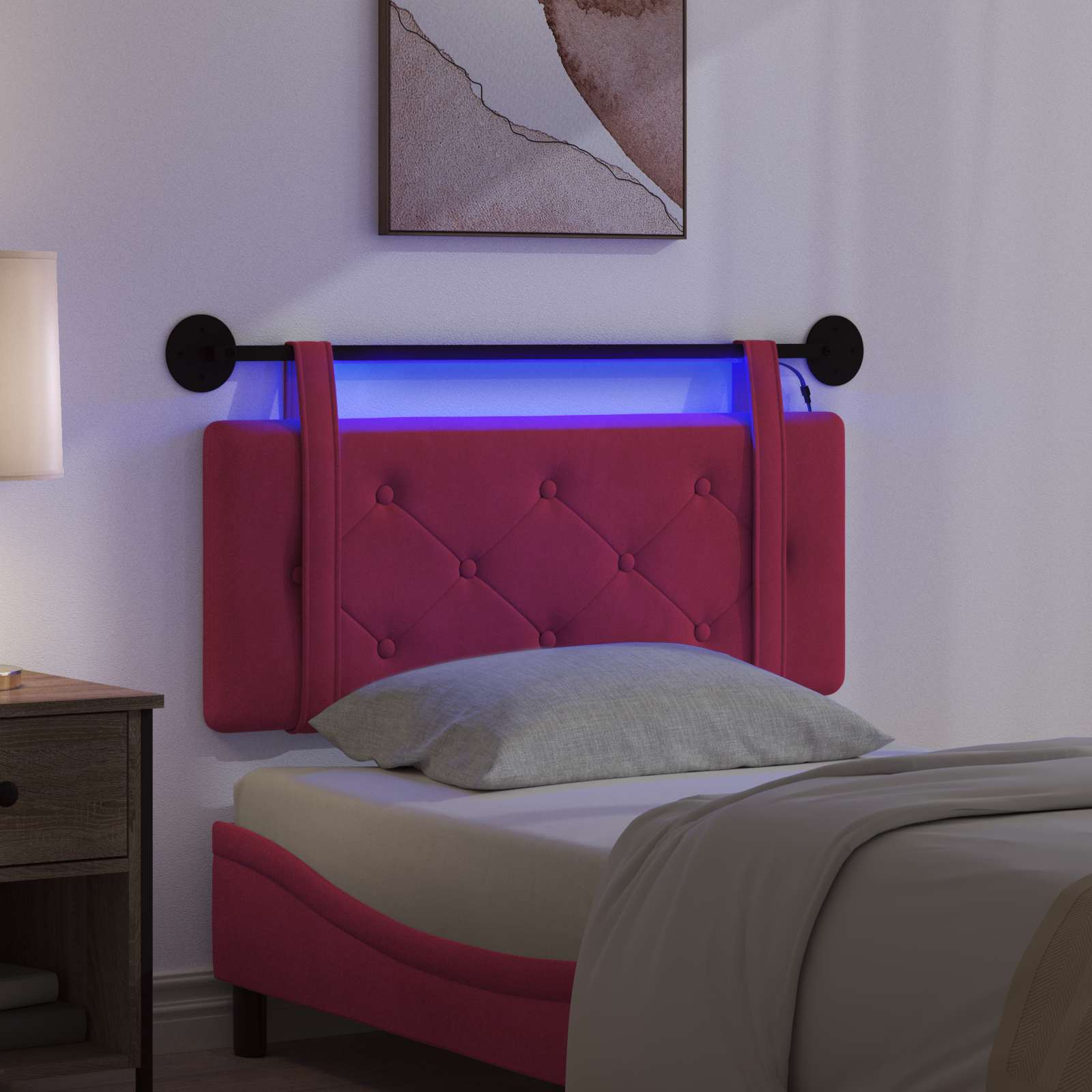 Tête de lit suspendue Avec lumière LED Bordeaux Velours - XIOS
