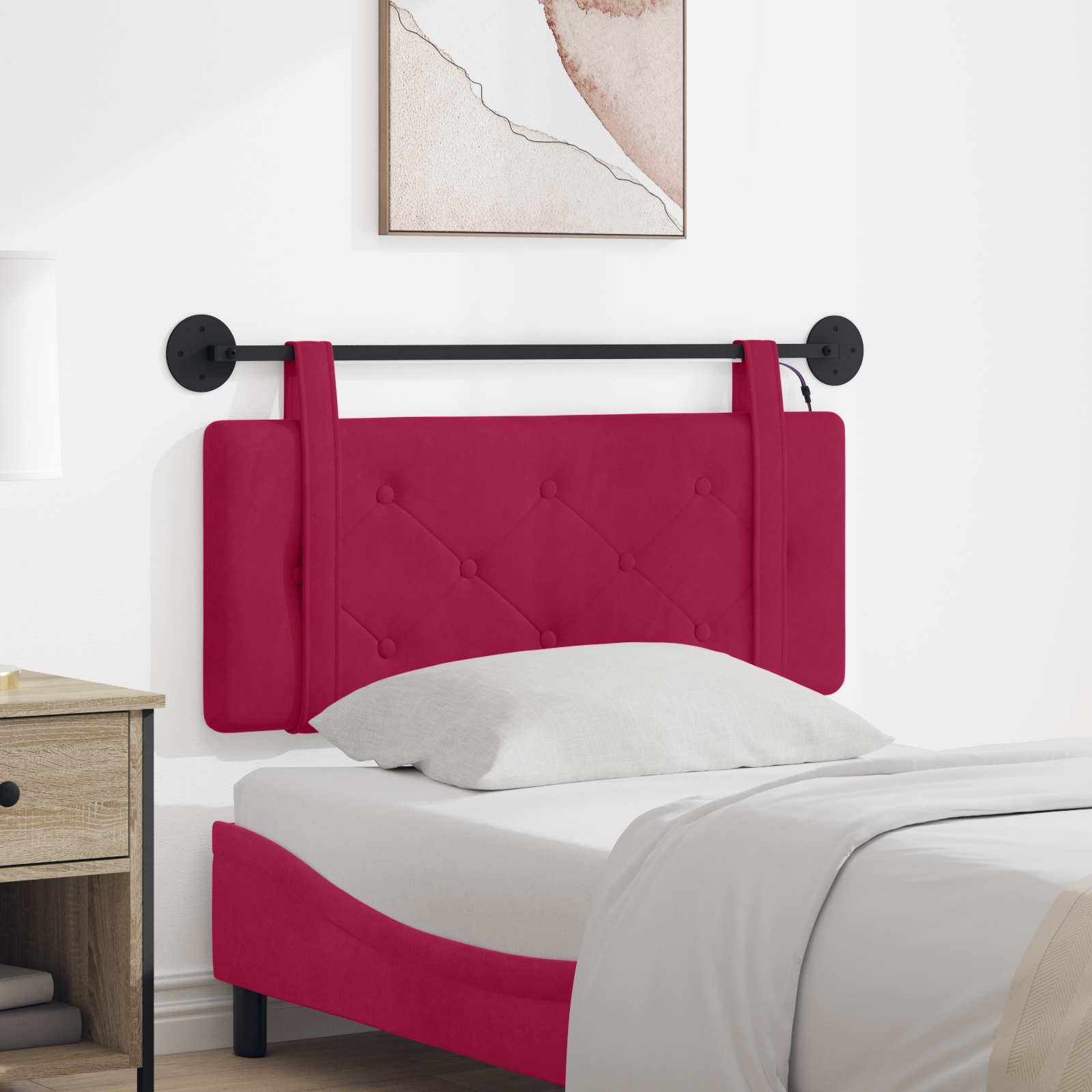 Tête de lit suspendue Avec lumière LED Bordeaux Velours - XIOS
