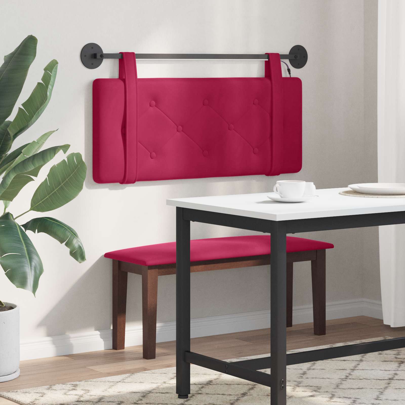 Tête de lit suspendue Avec lumière LED Bordeaux Velours - XIOS