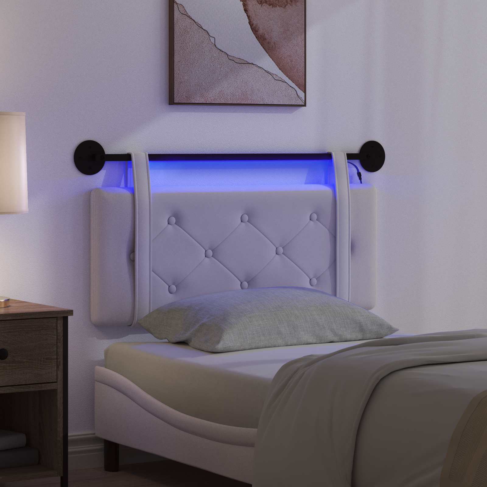 Tête de lit suspendue Avec lumière LED Crème Velours - XIOS
