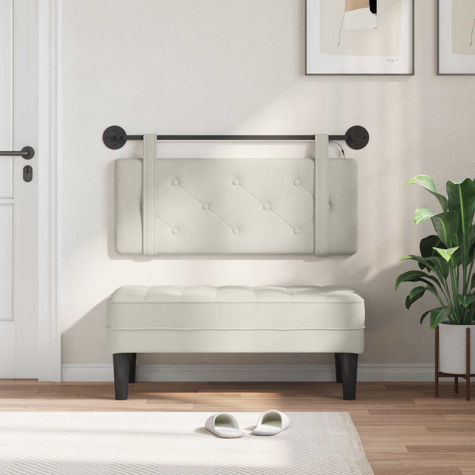 Tête de lit suspendue Avec lumière LED Crème Velours - XIOS