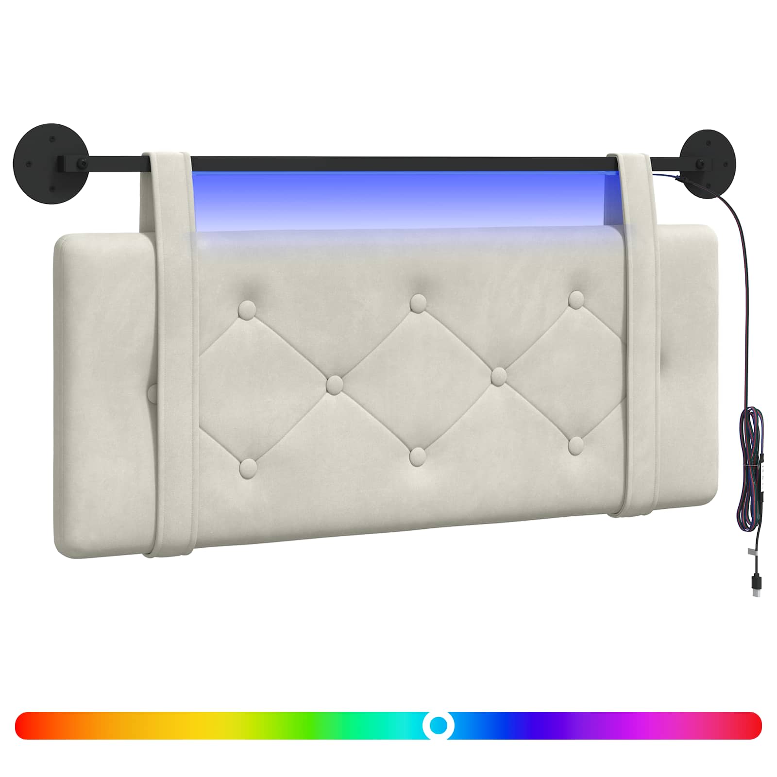 Tête de lit suspendue Avec lumière LED Crème Velours - XIOS