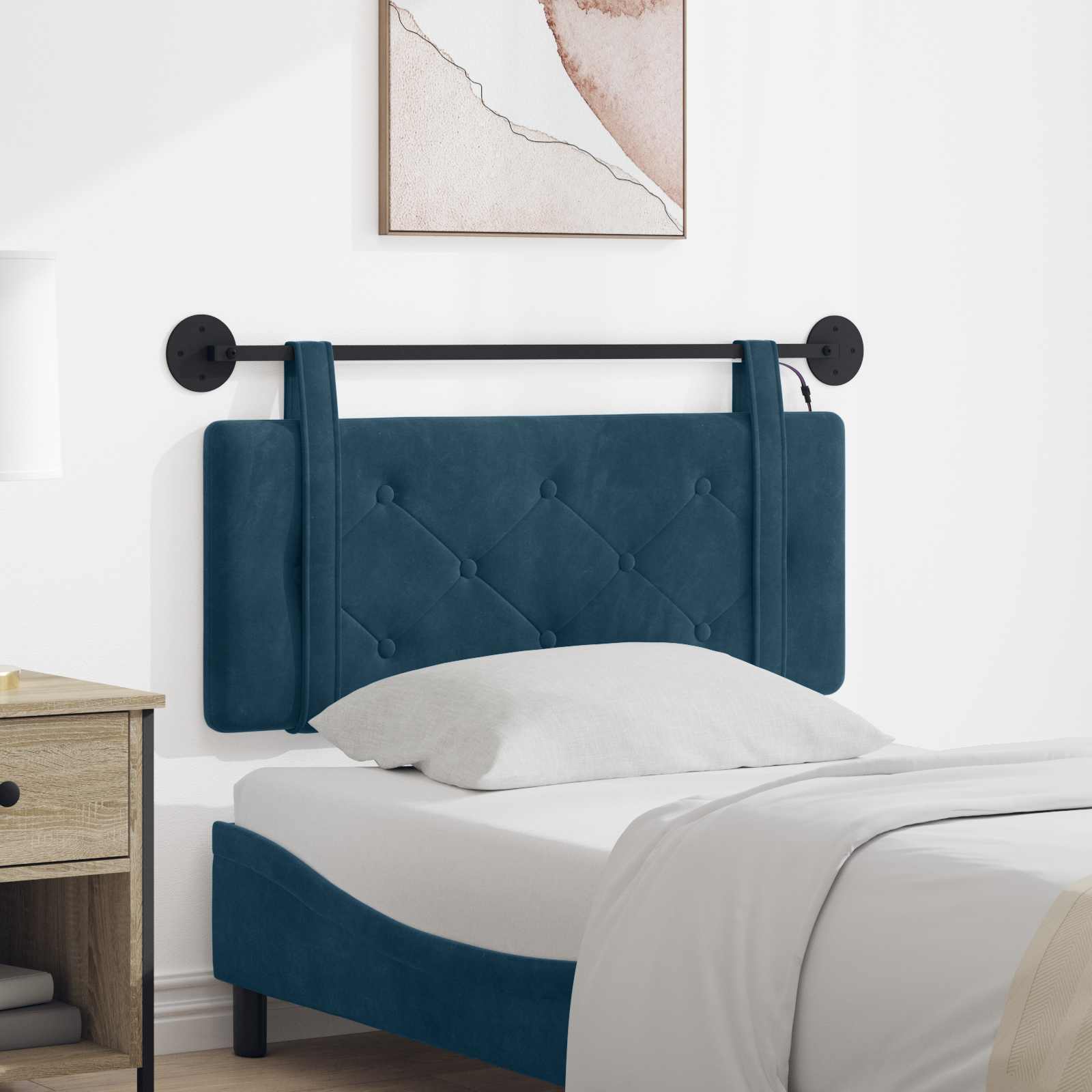 Tête de lit suspendue Avec lumière LED Bleu Velours - XIOS