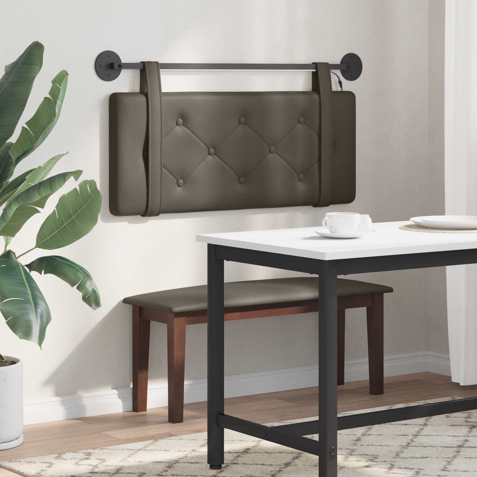 Tête de lit suspendue Avec lumière LED Gris Simili cuir - XIOS