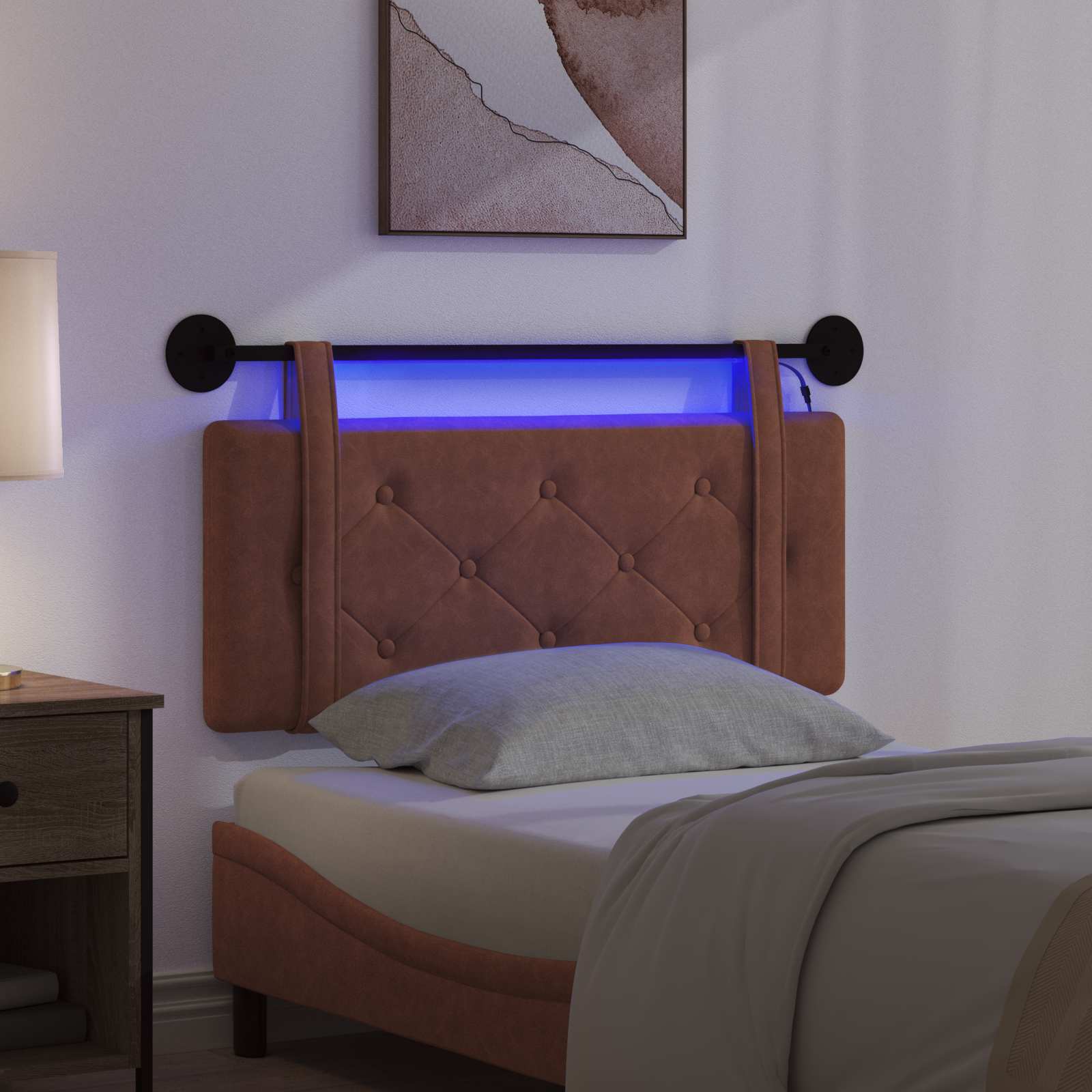 Tête de lit suspendue Avec lumière LED Marron PU antique - XIOS