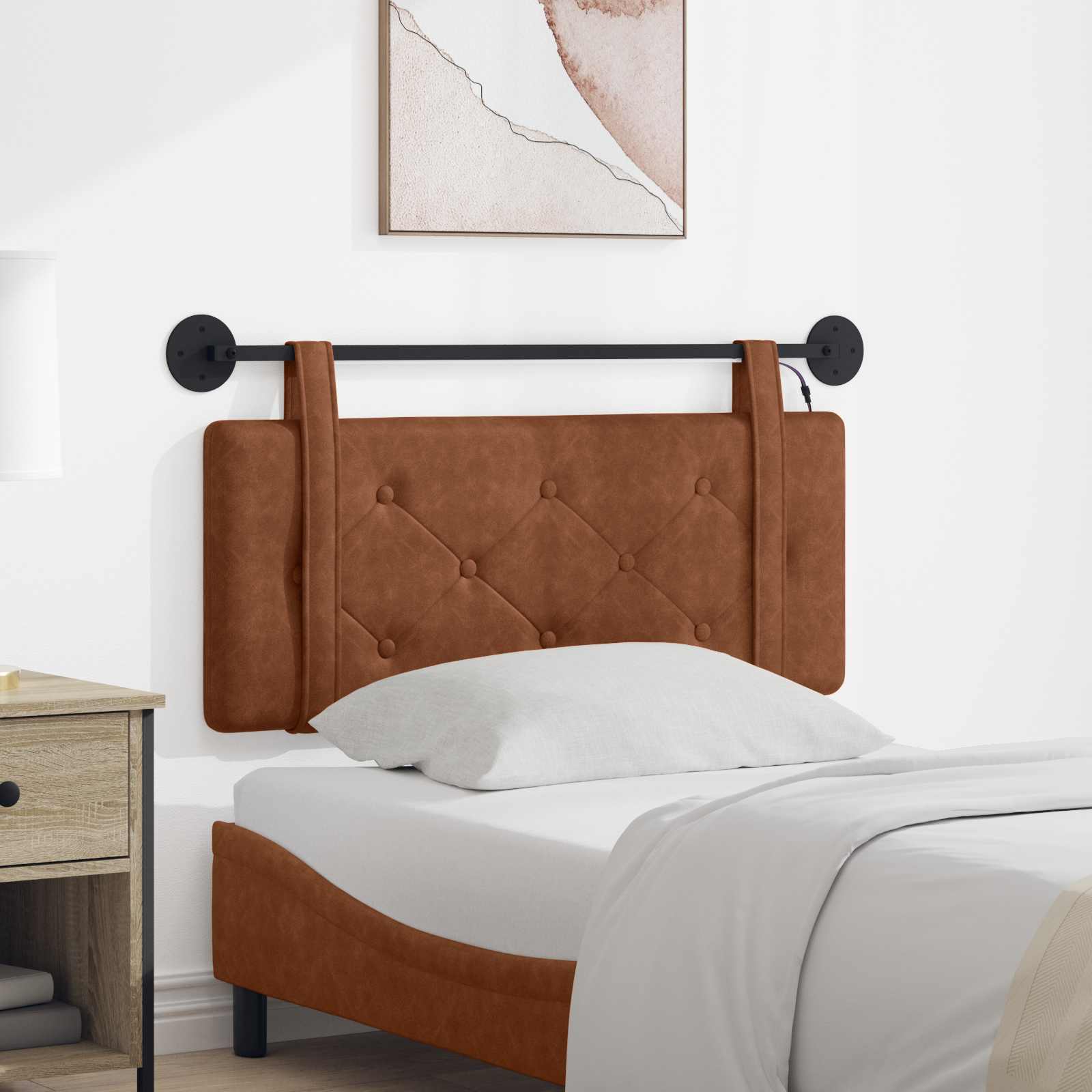 Tête de lit suspendue Avec lumière LED Marron PU antique - XIOS