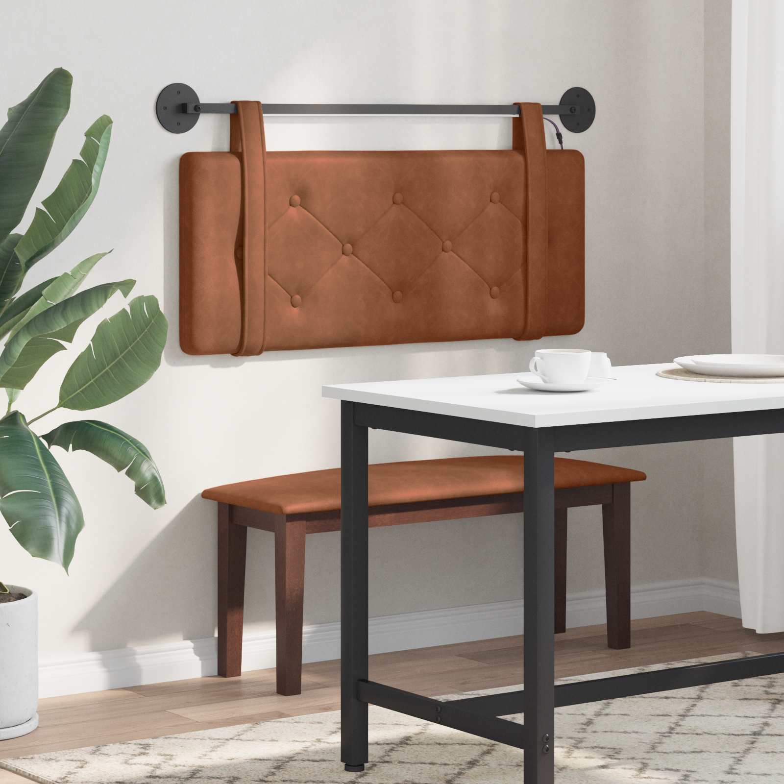 Tête de lit suspendue Avec lumière LED Marron PU antique - XIOS