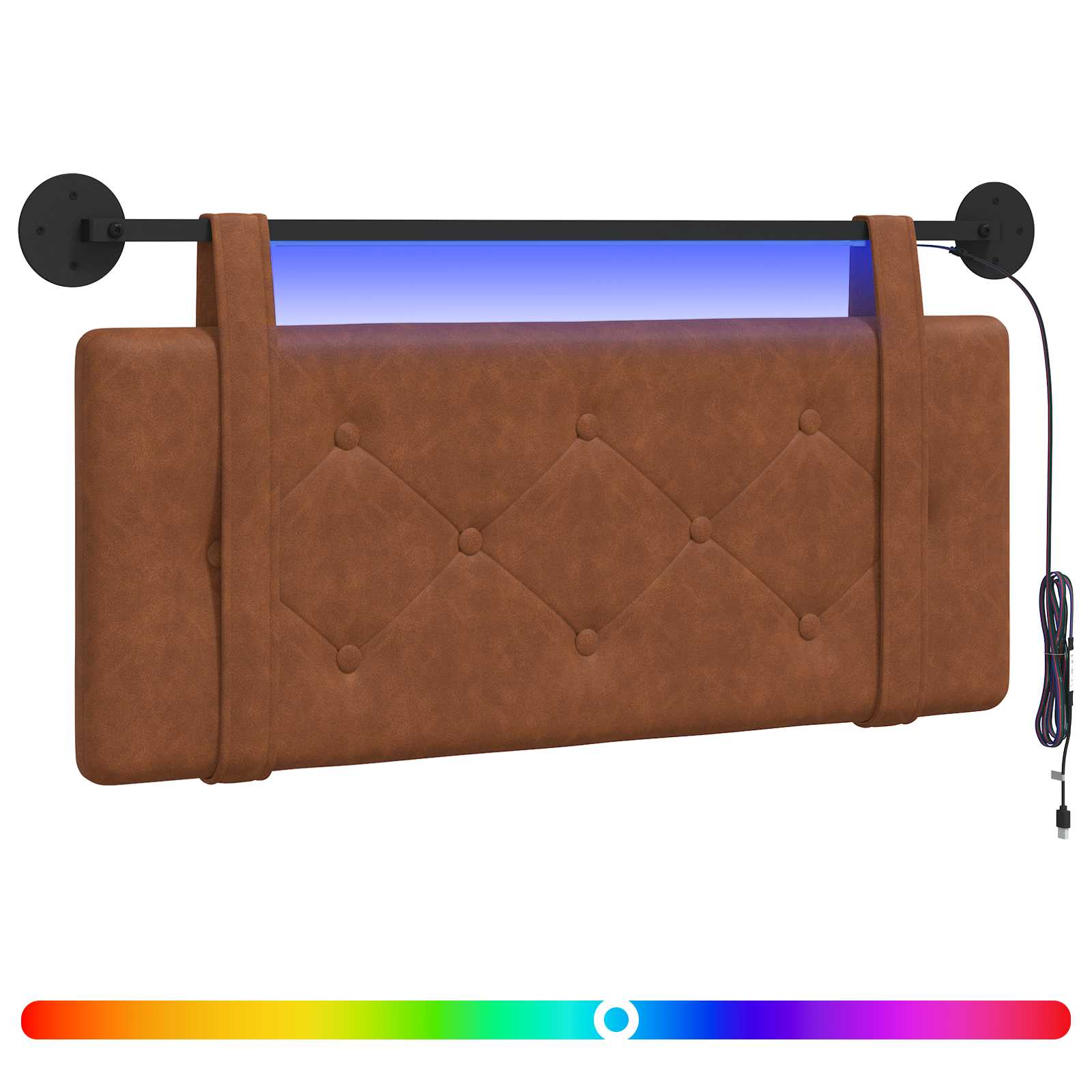 Tête de lit suspendue Avec lumière LED Marron PU antique - XIOS