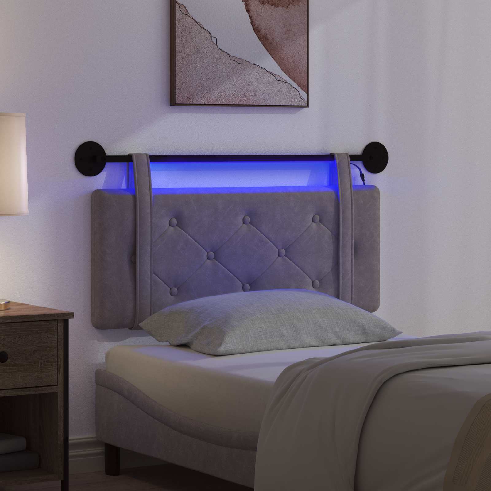 Tête de lit suspendue Avec lumière LED Gris PU antique - XIOS