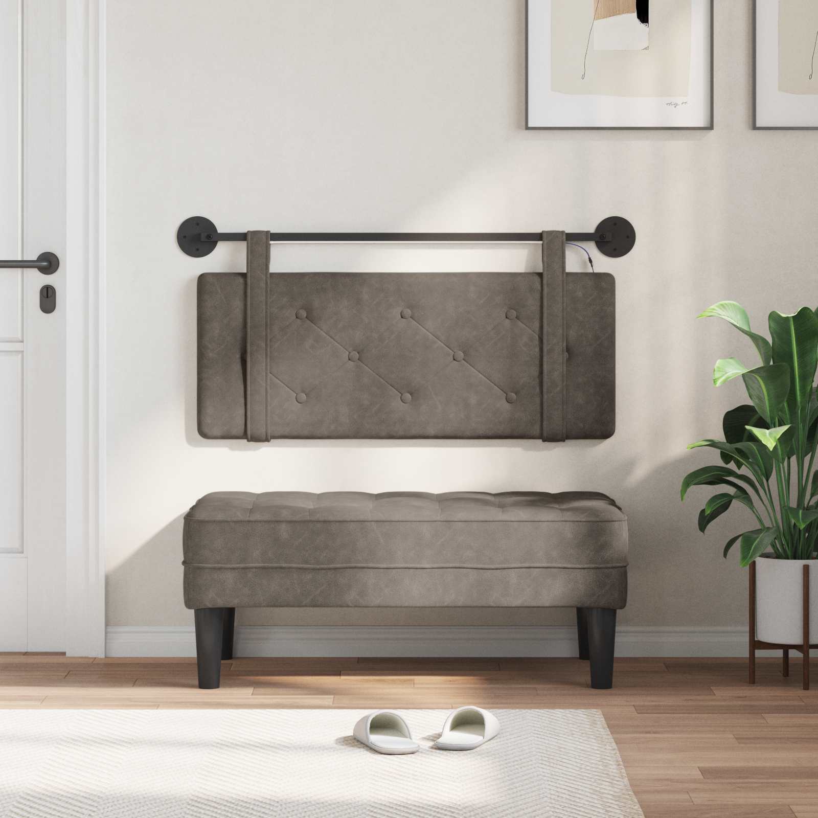 Tête de lit suspendue Avec lumière LED Gris PU antique - XIOS