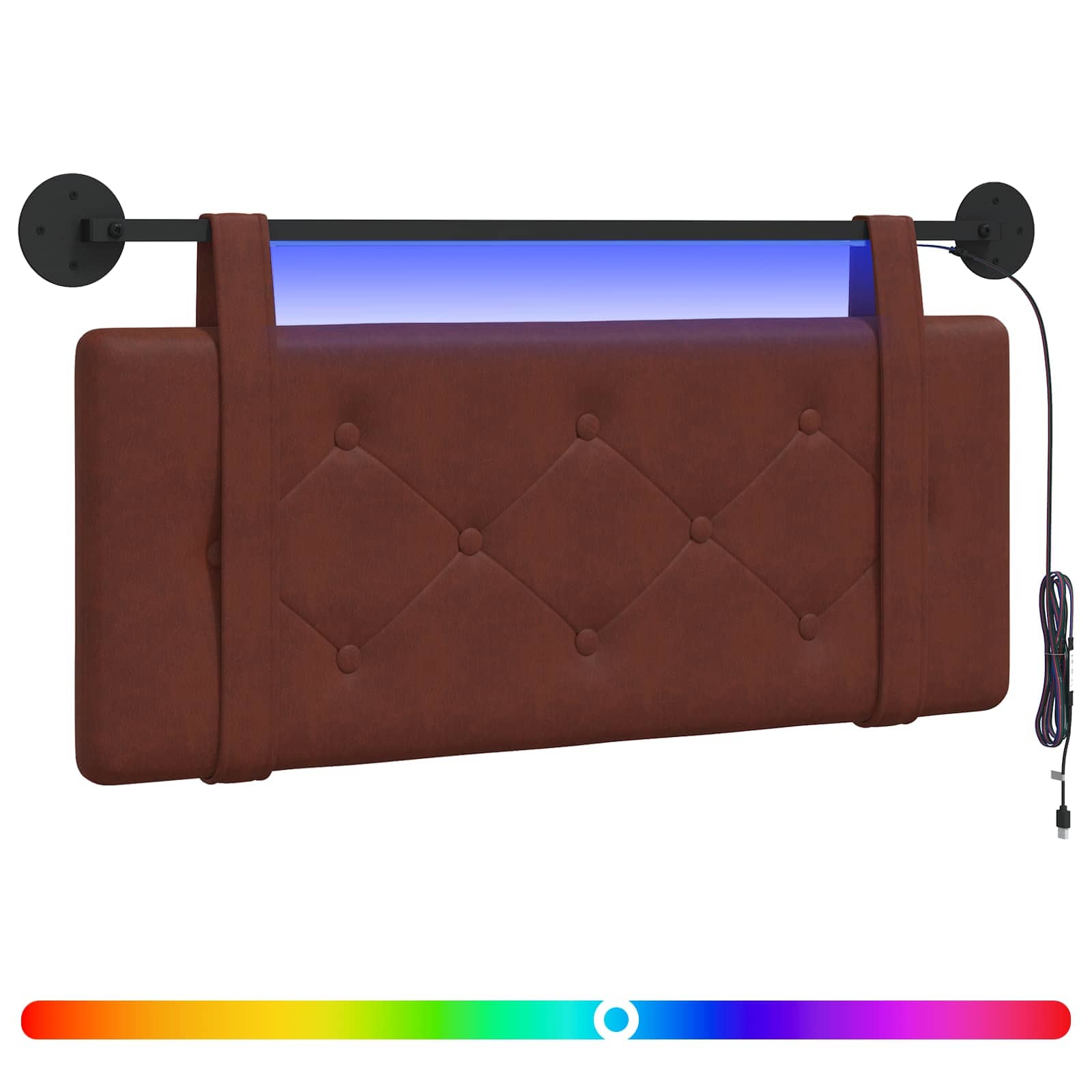 Tête de lit suspendue Avec lumière LED Brun Brillant PU antique - XIOS