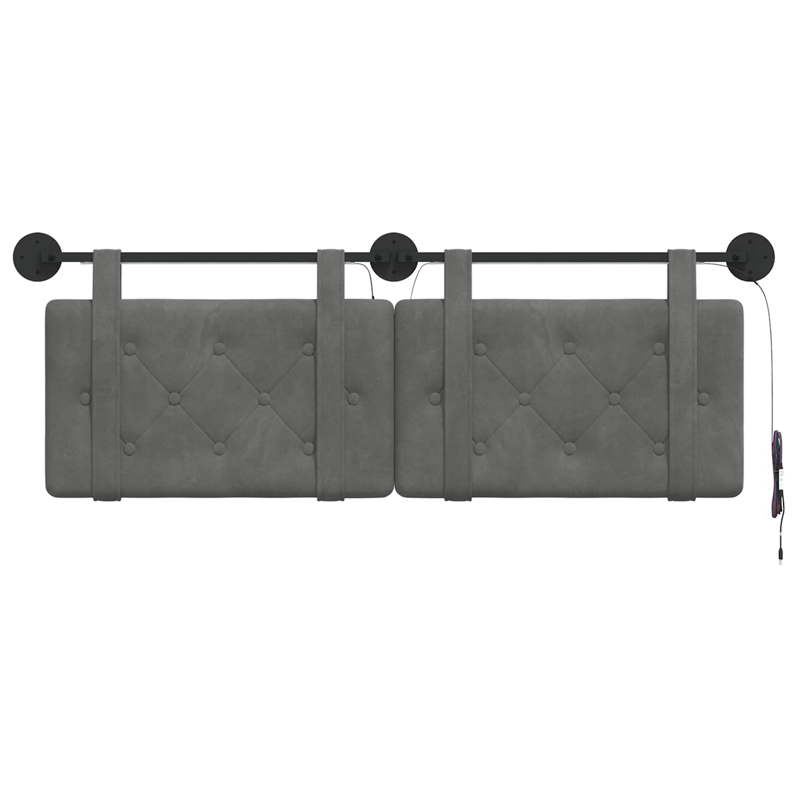 Tête de lit suspendue Avec lumière LED Gris foncé Velours - XIOS