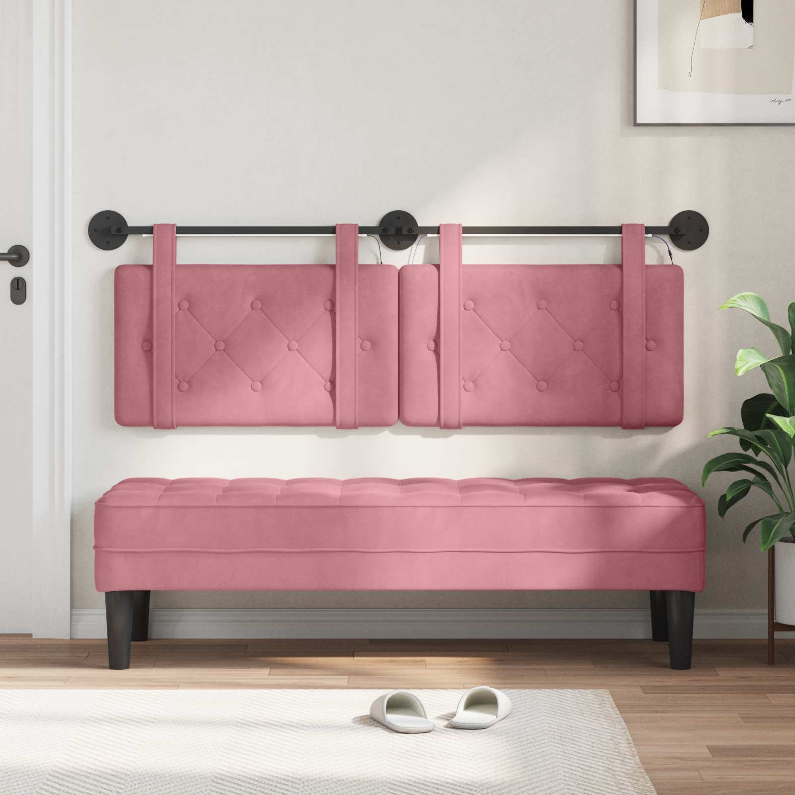 Tête de lit suspendue Avec lumière LED Rose Velours - XIOS
